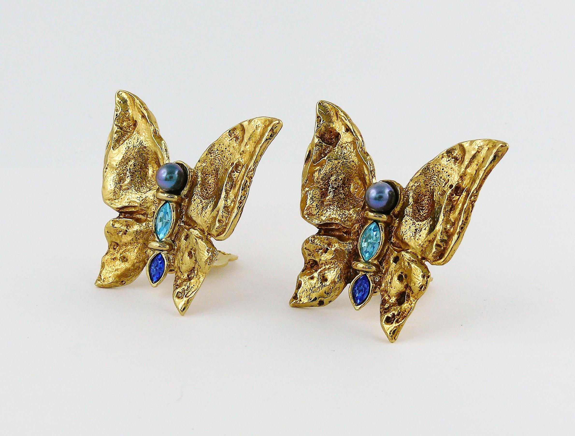 Women's Yves Saint Laurent YSL Vintage Jewelled Butterfly Clip-On Earrings