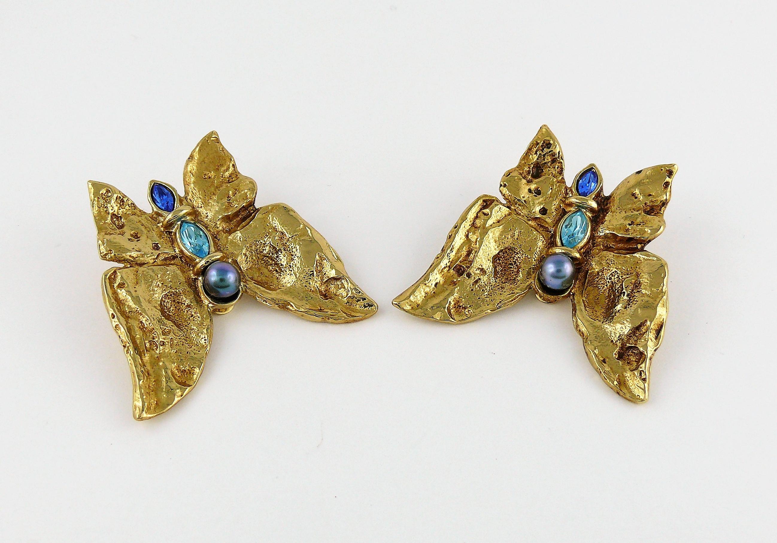 Yves Saint Laurent YSL Vintage Jewelled Butterfly Clip-On Earrings 1