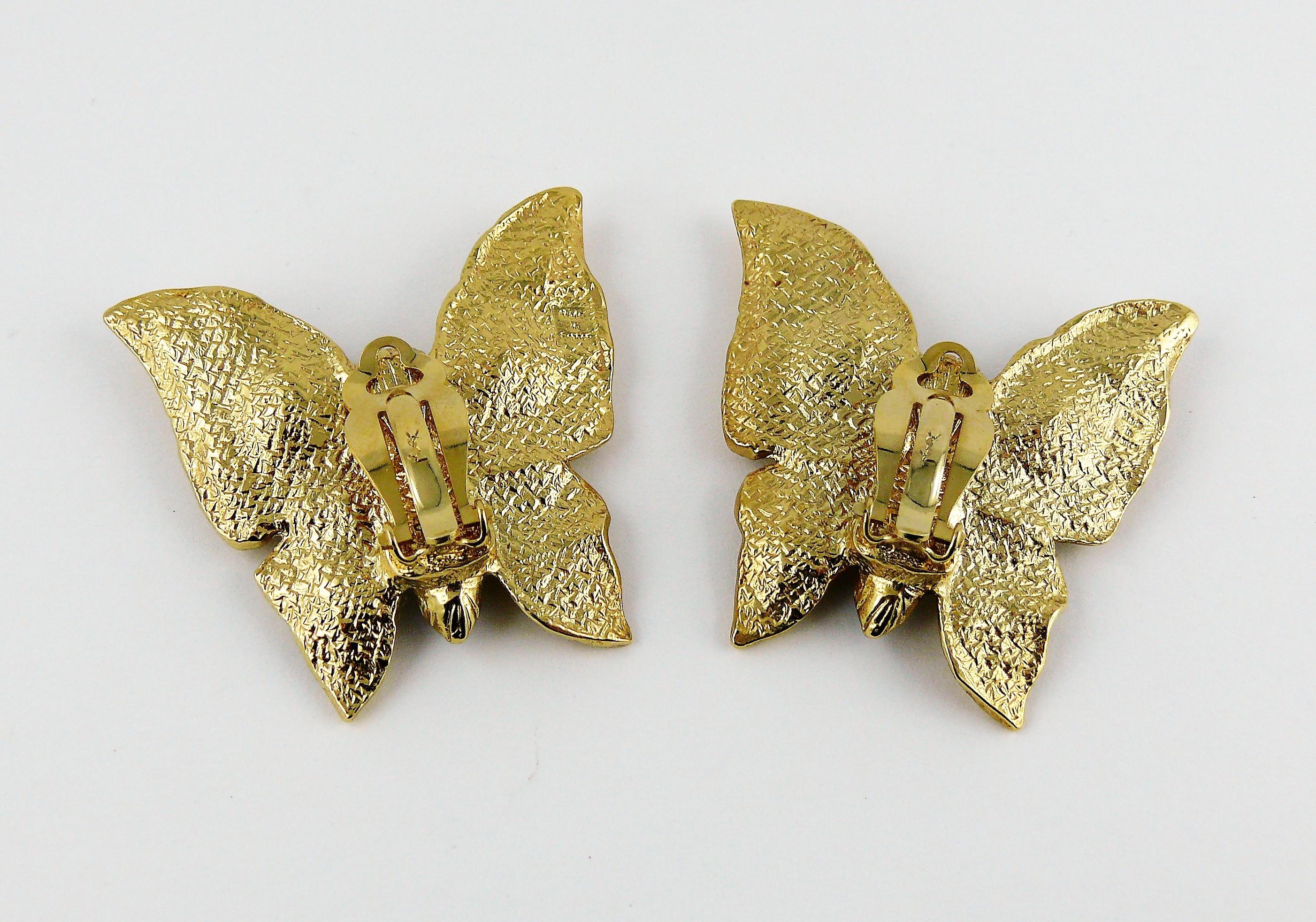 Yves Saint Laurent YSL Vintage Jewelled Butterfly Clip-On Earrings 2