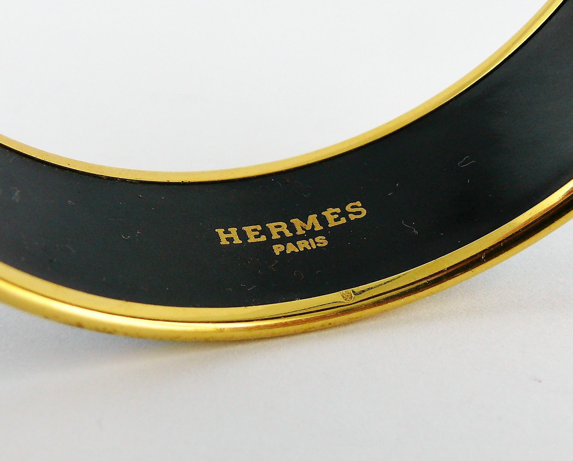 Hermes Vintage Lion Head Fountain Printed Enamel Bangle Bracelet PM (65) 2