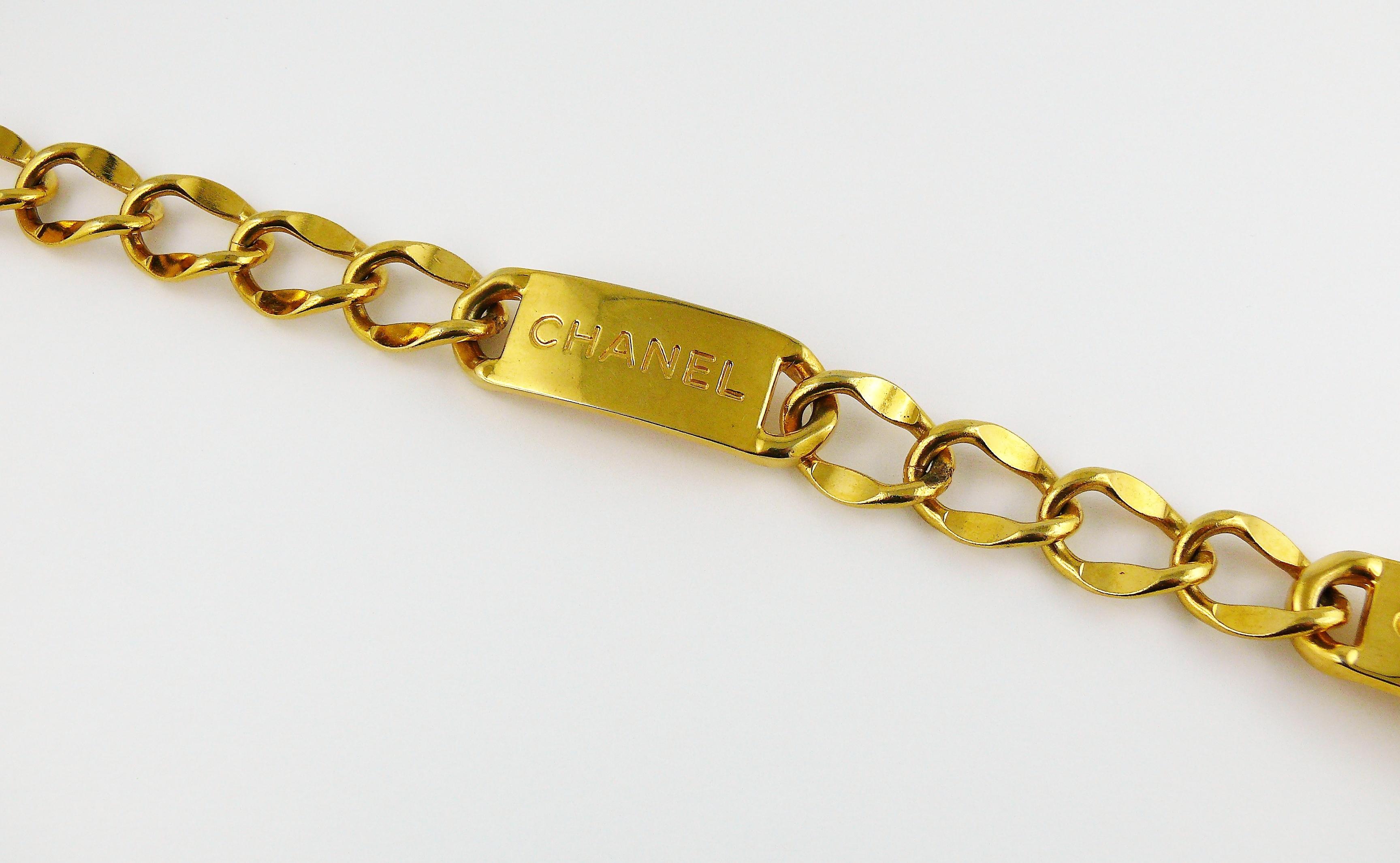 Chanel Vintage goldfarbene Signatur ID Plate Kette Gürtel Halskette 2