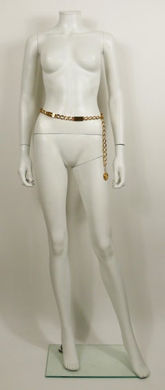 Chanel Vintage Gold Toned Signature ID Plate Chain Belt Necklace