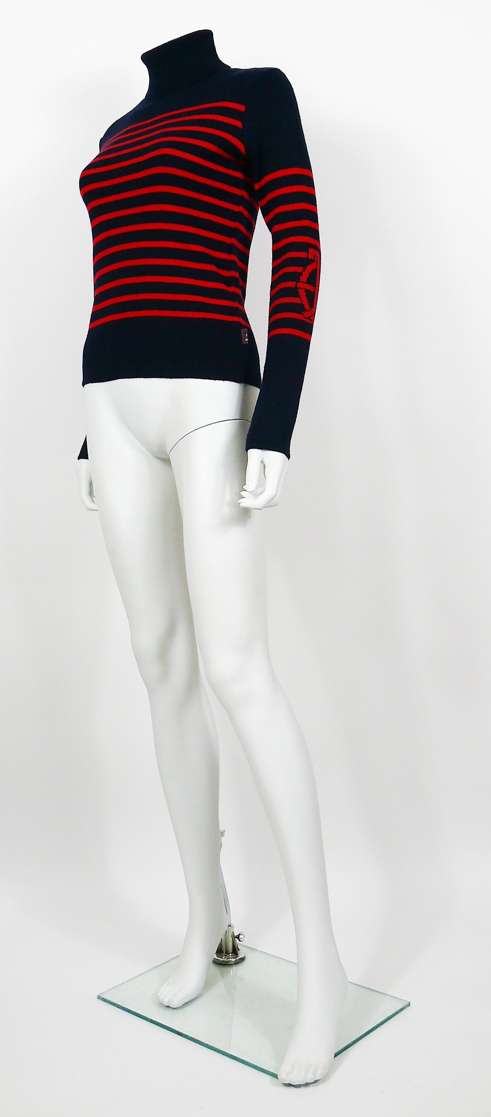 Black Jean Paul Gaultier Vintage Iconic Matelot Navy Blue Red Sweater US Size 8