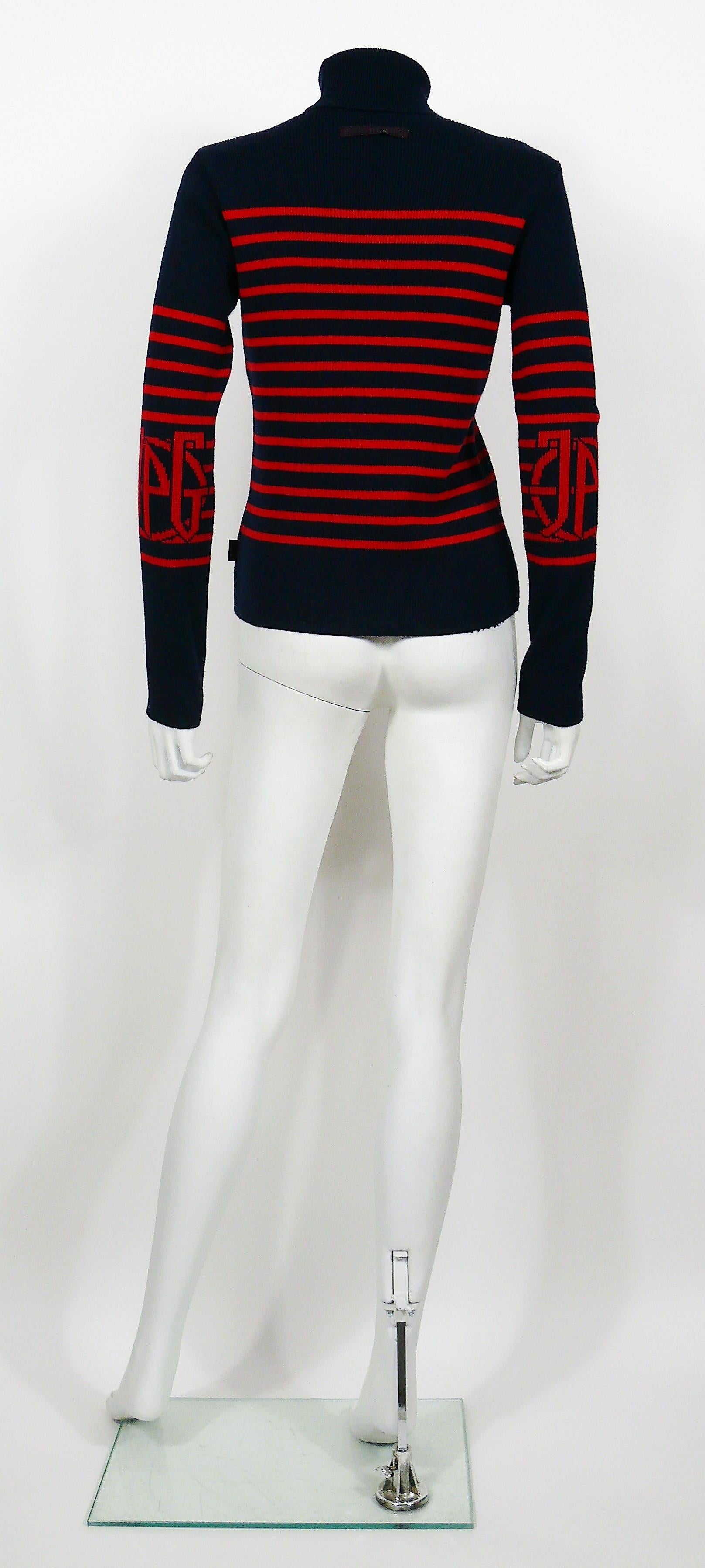 Women's Jean Paul Gaultier Vintage Iconic Matelot Navy Blue Red Sweater US Size 8