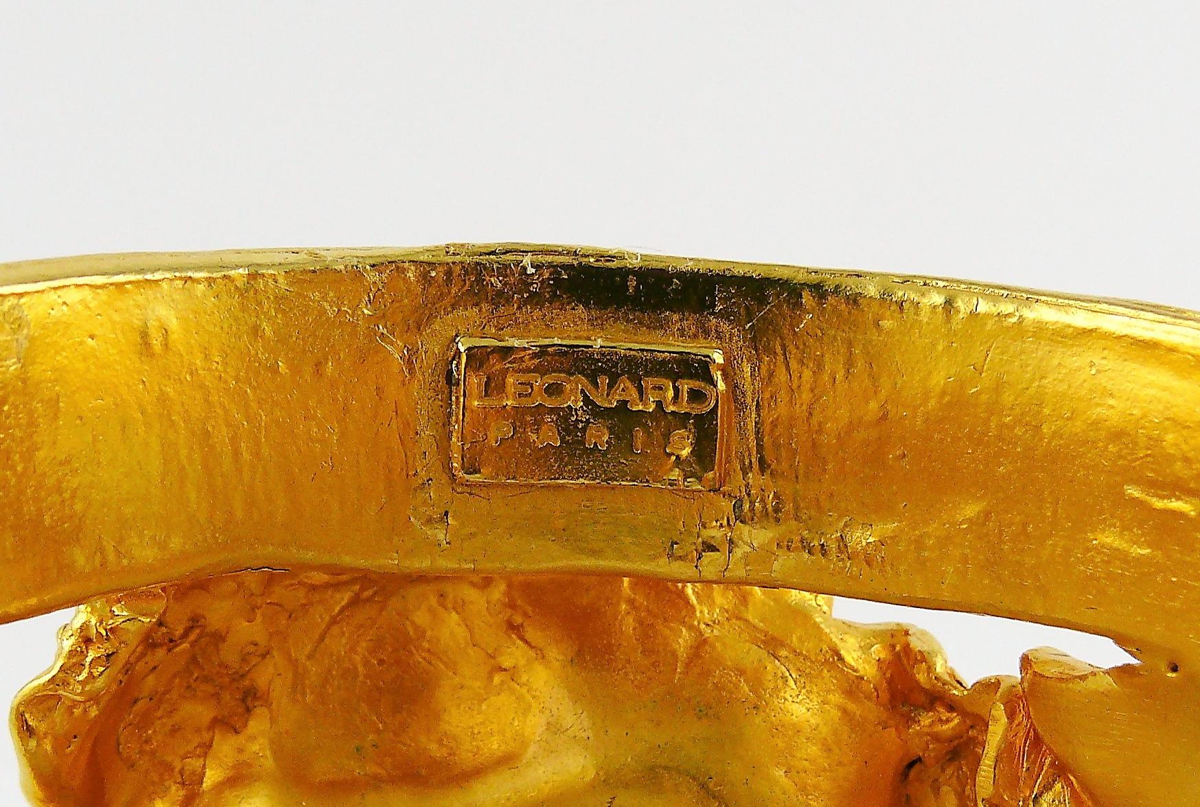 Leonard Paris Vintage Gold Toned Openwork Orchid Cuff Bracelet 5