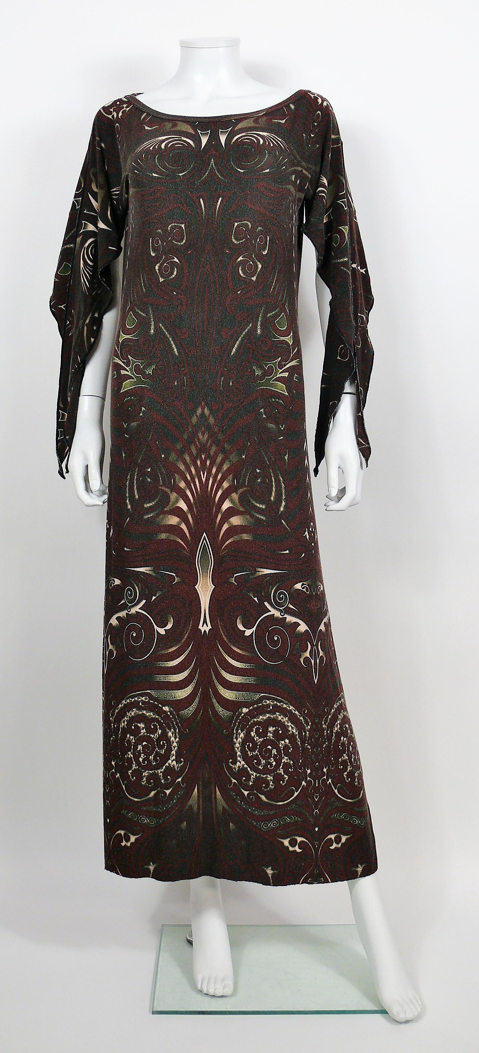 Jean Paul Gaultier Vintage Aboriginal Maori Tattoo Print Maxikleid mit Tattoo-Druck (Schwarz) im Angebot