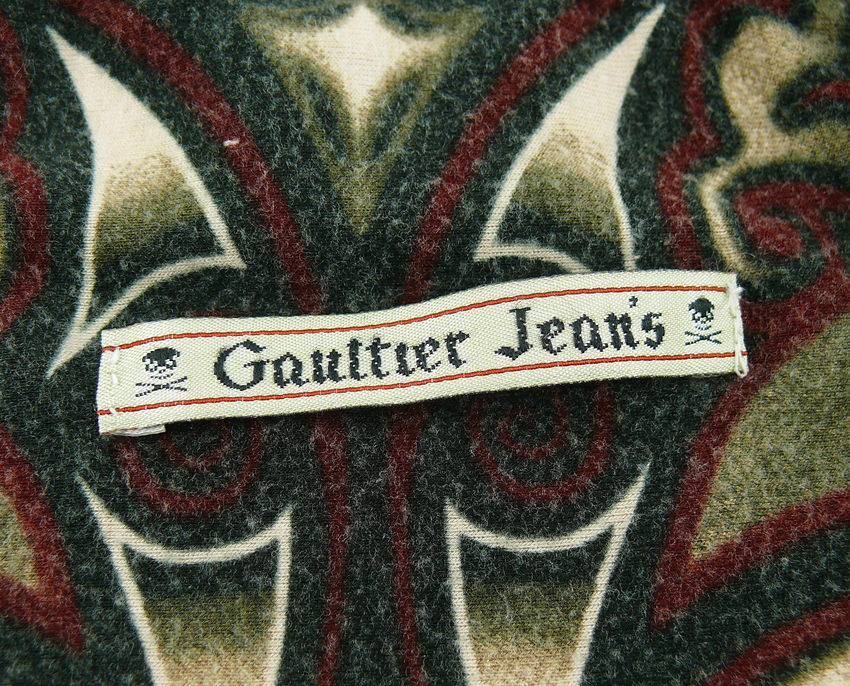 Jean Paul Gaultier Vintage Aboriginal Maori Tattoo Print Maxi Dress In Good Condition For Sale In Nice, FR
