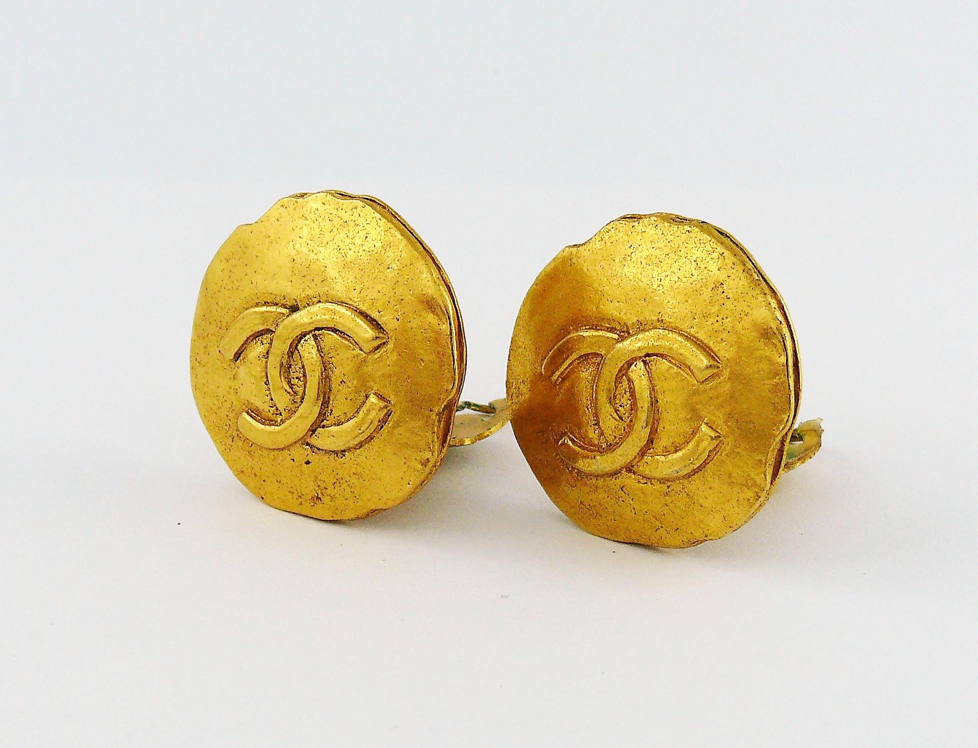 Women's Chanel Vintage Gold Toned CC Coin Clip-On Earrings