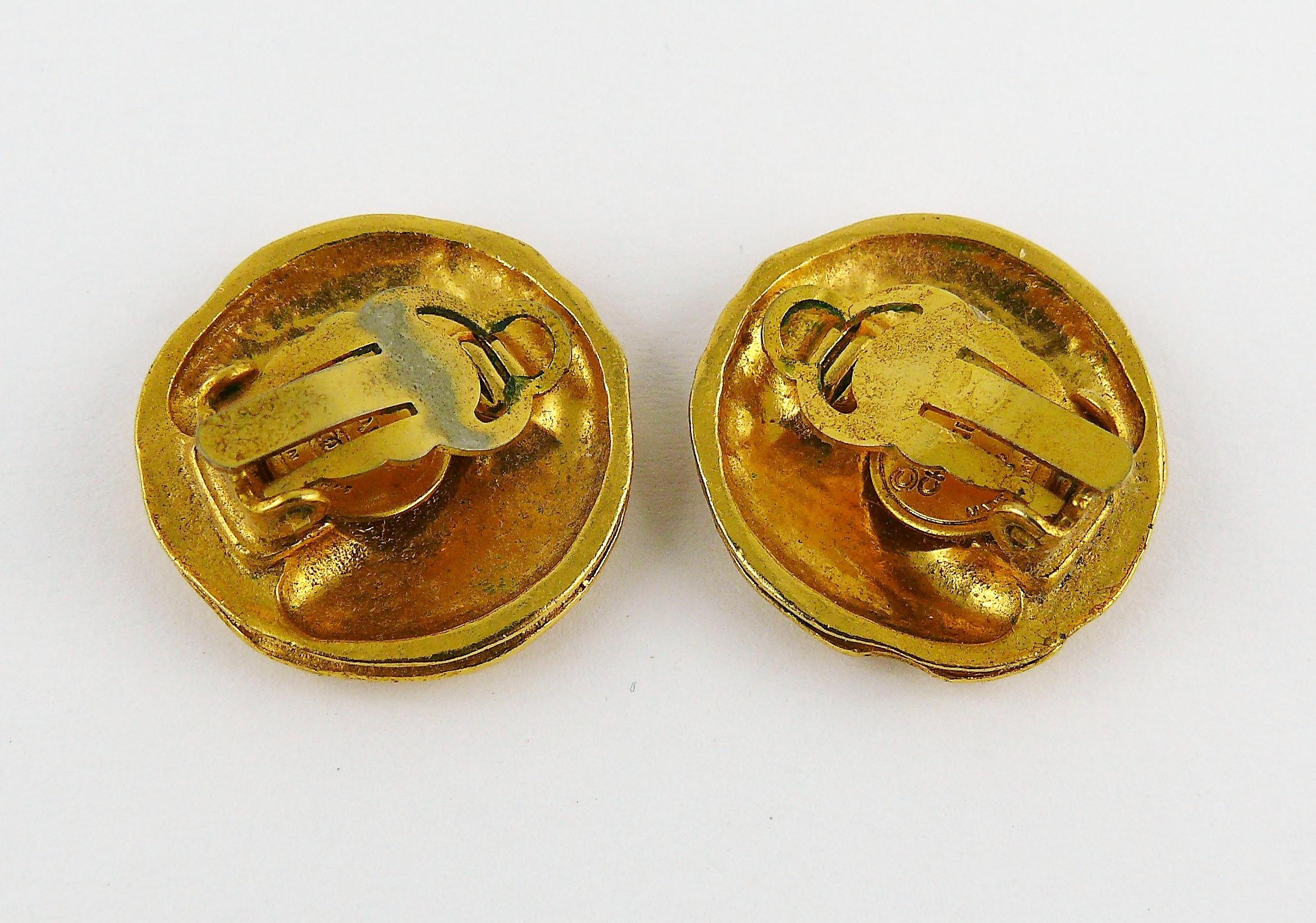 Chanel Vintage Gold Toned CC Coin Clip-On Earrings 1