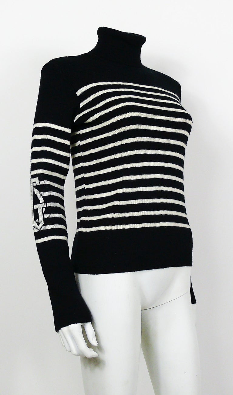 Jean Paul Gaultier Vintage Iconic Matelot Black White Sweater at 1stDibs
