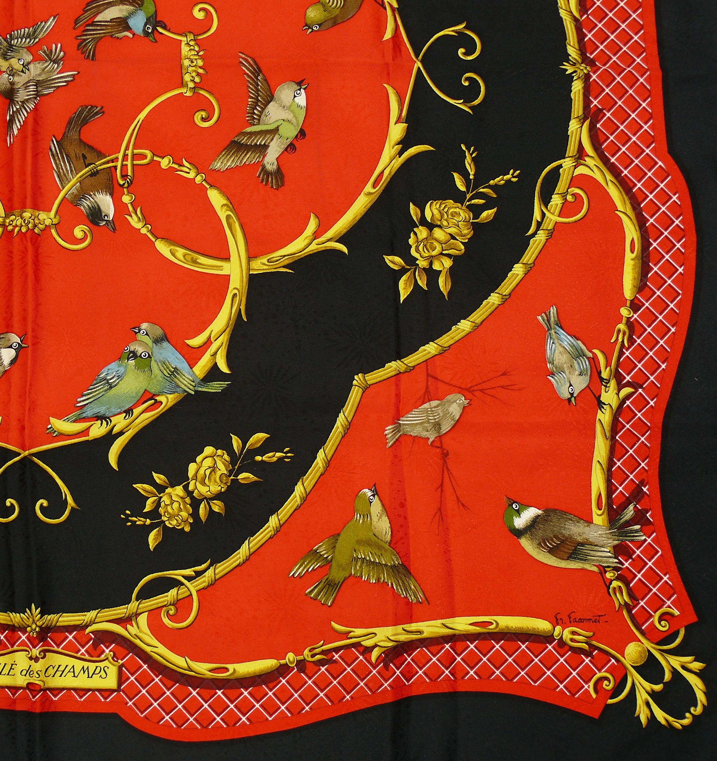 Hermes Vintage Jacquard Silk Carre Scarf La Cle des Champs by Francoise Faconnet In Good Condition In Nice, FR