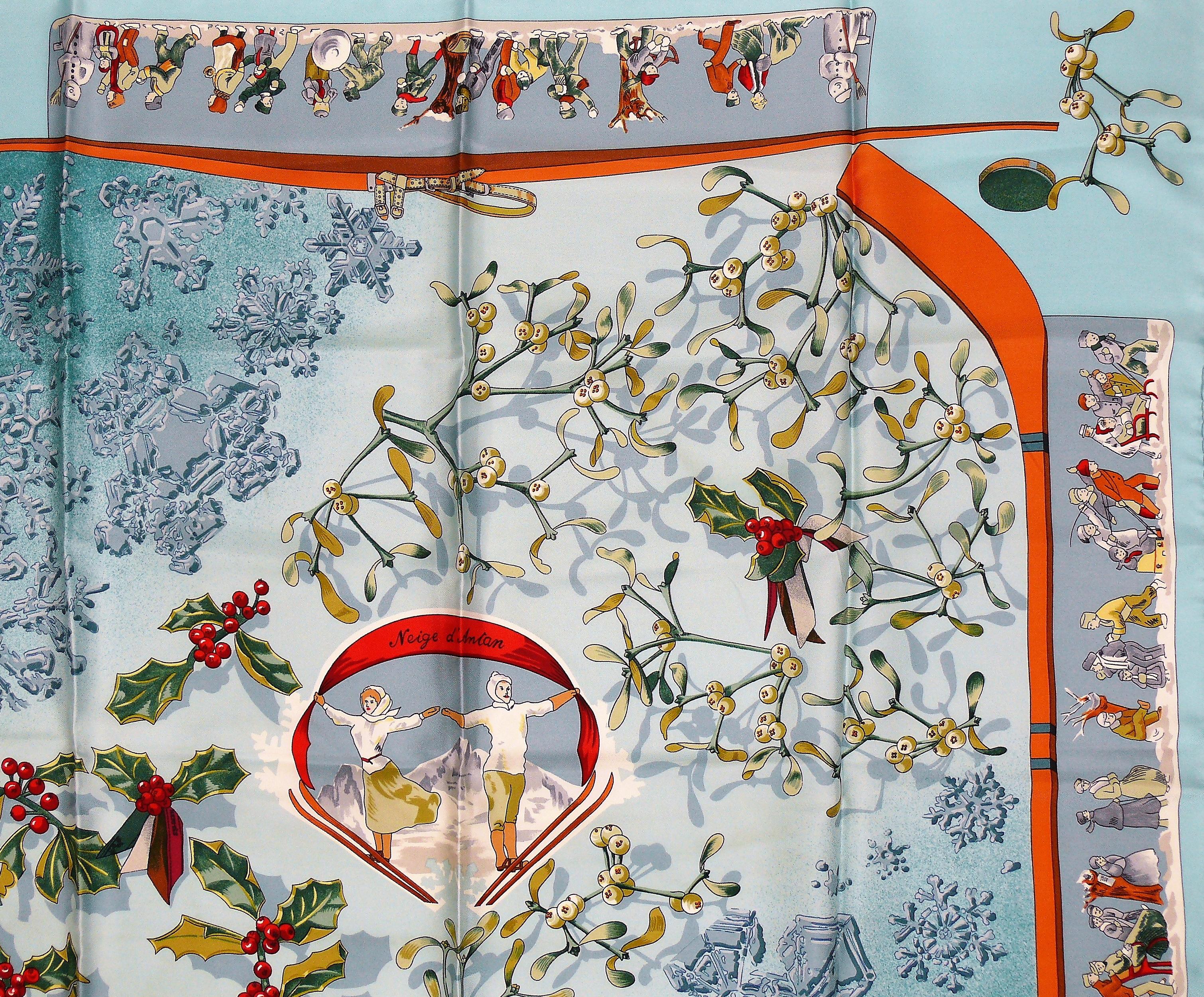 Women's Hermes Vintage Silk Carre Scarf Neige d'Antan by Caty Latham