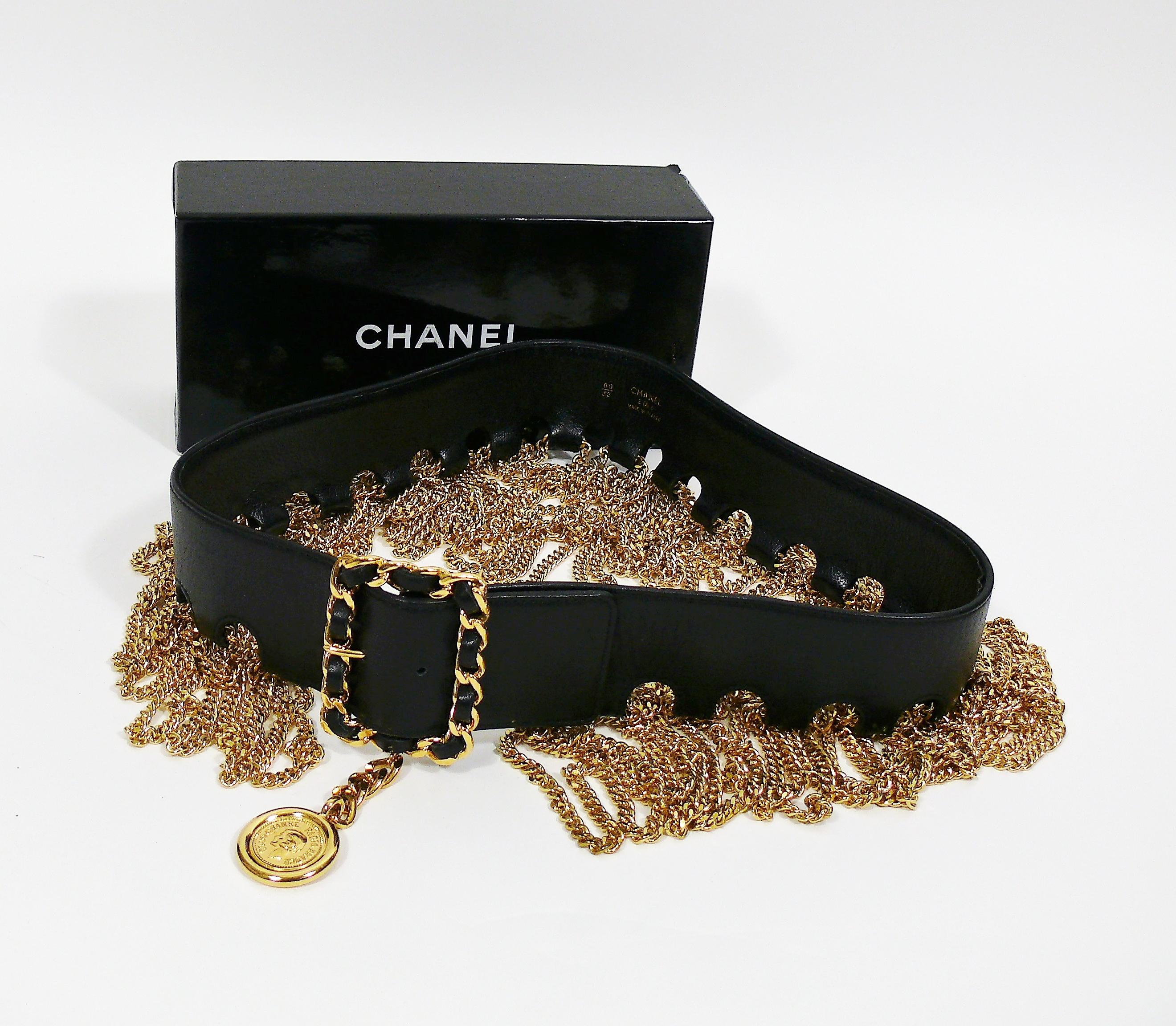 Chanel Vintage Iconic Leather Multi Chain Tassel Runway Belt Fall Winter 1991 2