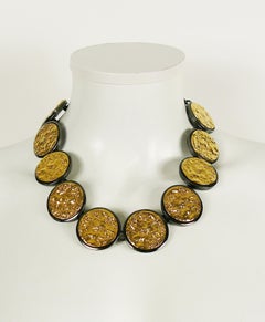 Yves Saint Laurent YSL Vintage Limited Edition Textured Disc Necklace