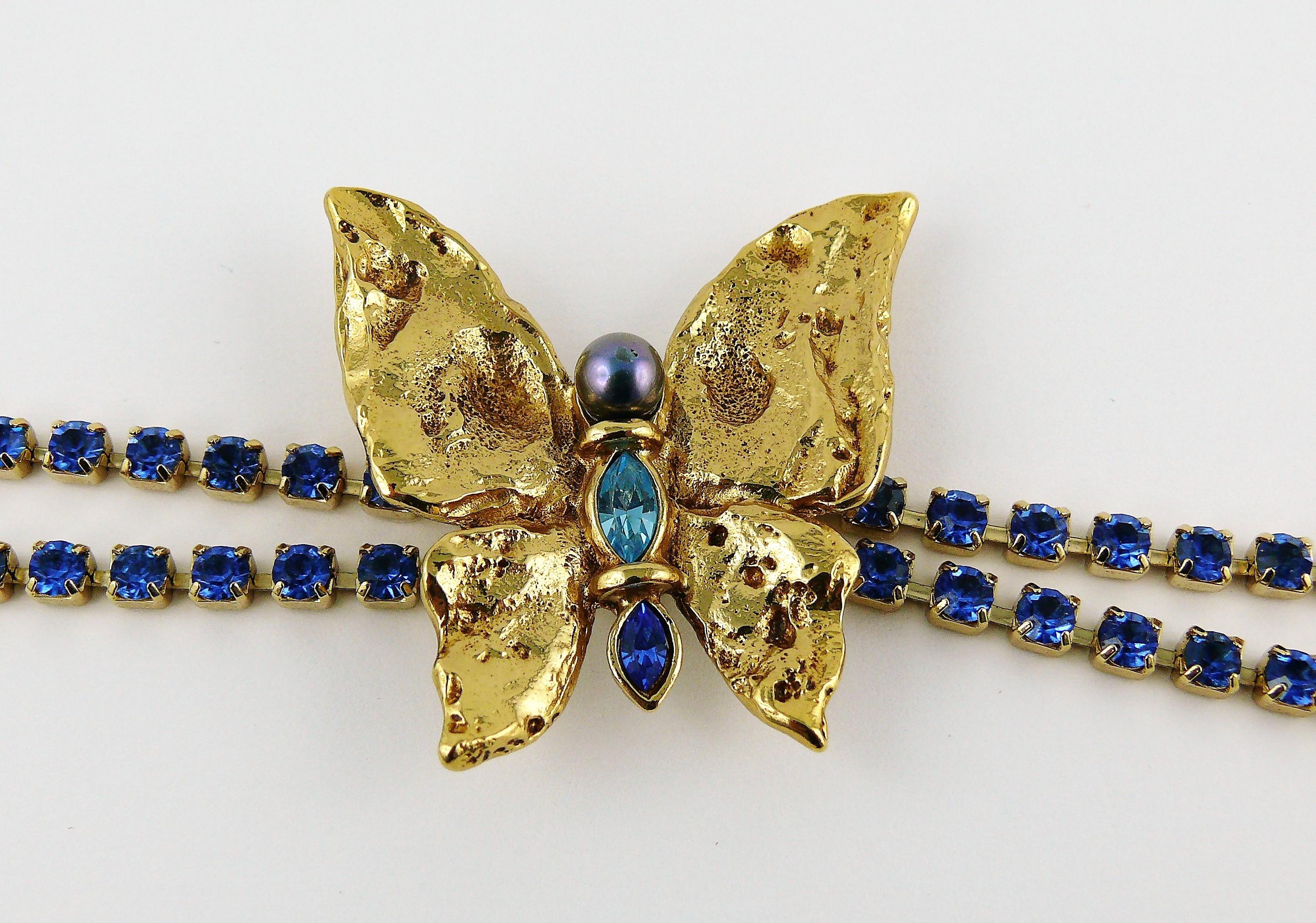 Yves Saint Laurent YSL Vintage Jewelled Butterfly Bracelet In Excellent Condition In Nice, FR