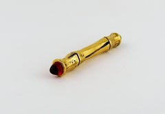 Chanel Vintage Bamboo Design Bar Brooch with Gripoix Glass Cabochon Stones