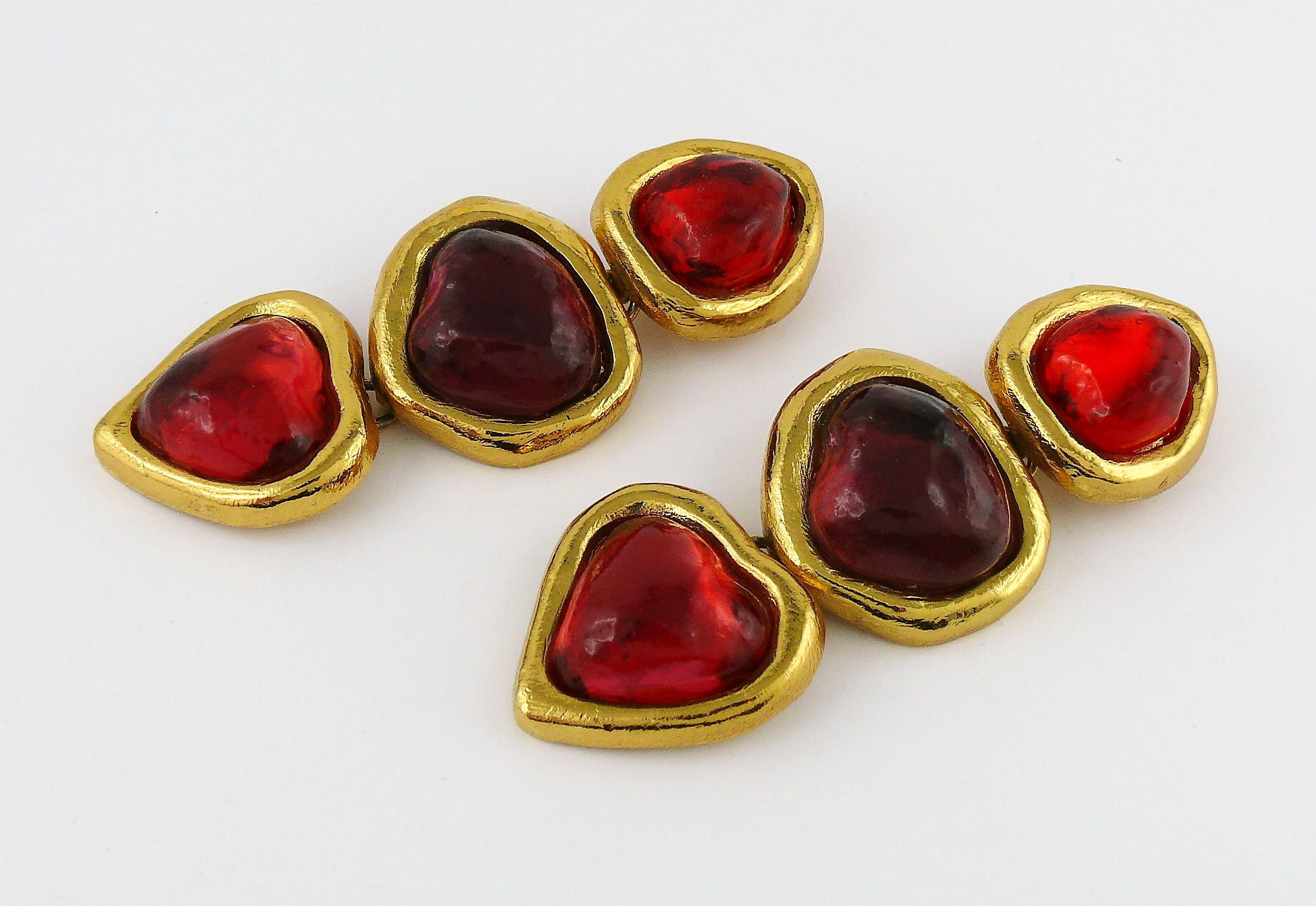 Yves Saint Laurent YSL Vintage Heart Dangling Earrings In Excellent Condition In Nice, FR