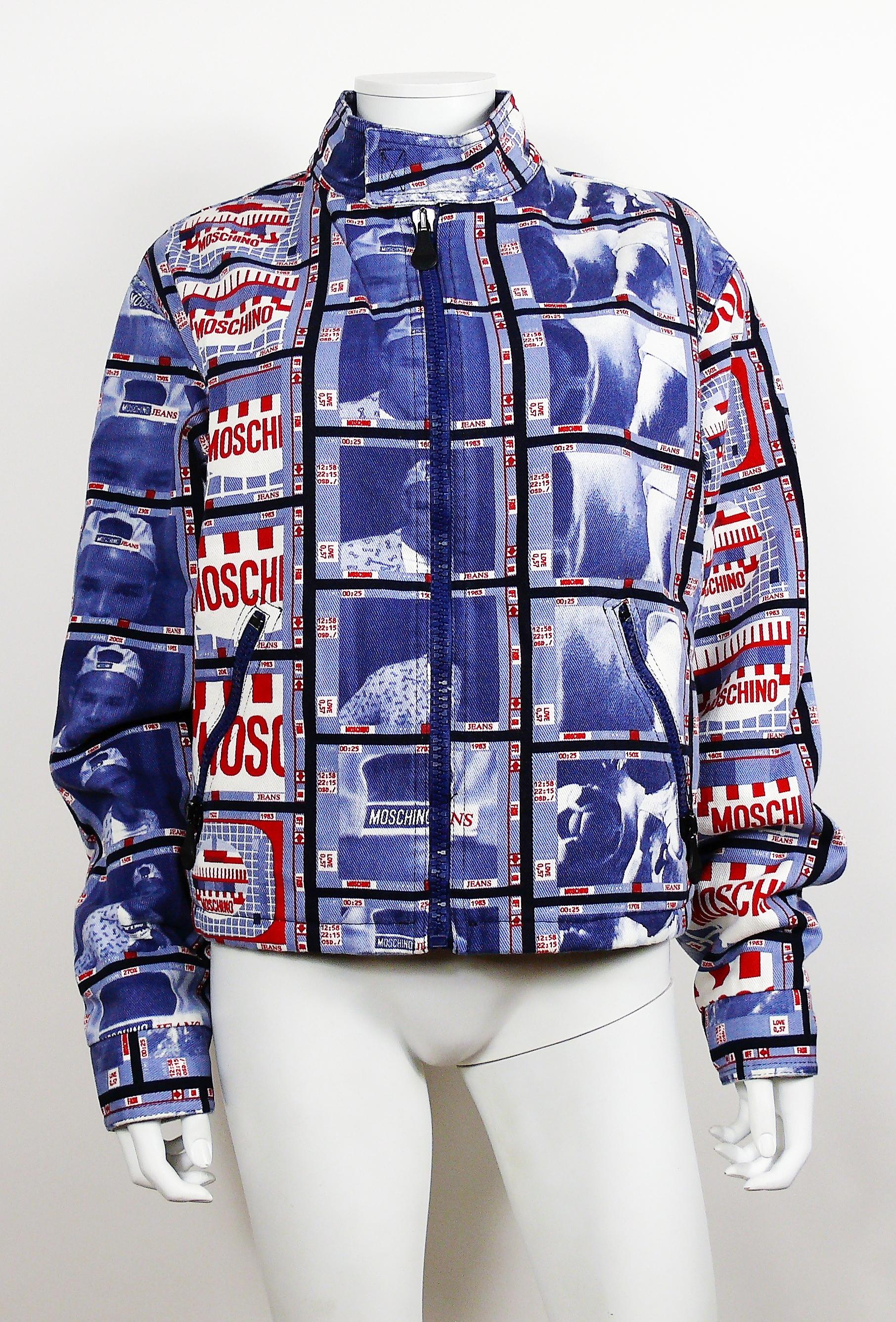 Moschino Vintage 1990s TV Screen Print Jacket US Size 32 In Excellent Condition In Nice, FR