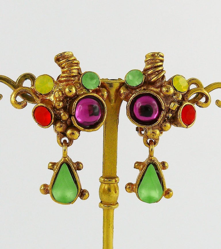 Christian Lacroix Vintage Jewelled Dangling Earrings For Sale at 1stdibs
