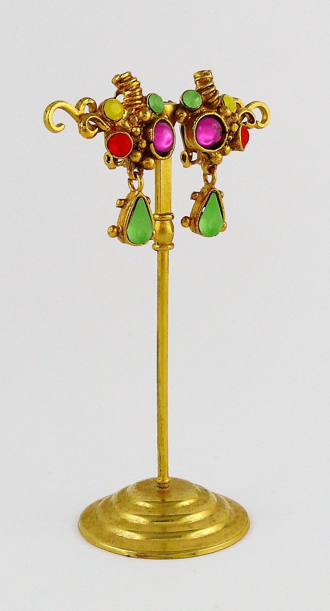 Christian Lacroix Vintage Jewelled Dangling Earrings In Excellent Condition In Nice, FR