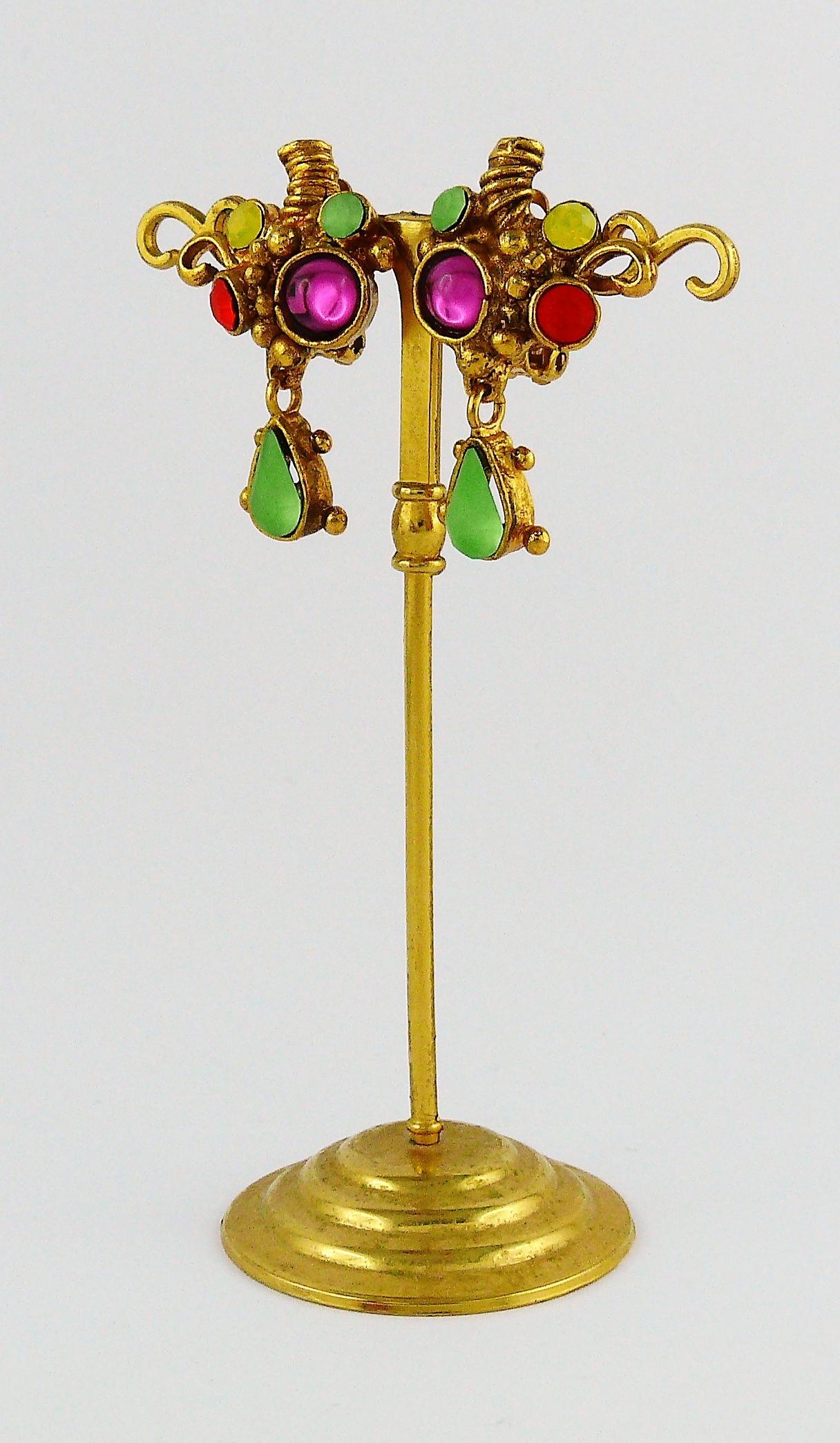 Christian Lacroix Vintage Jewelled Dangling Earrings 1