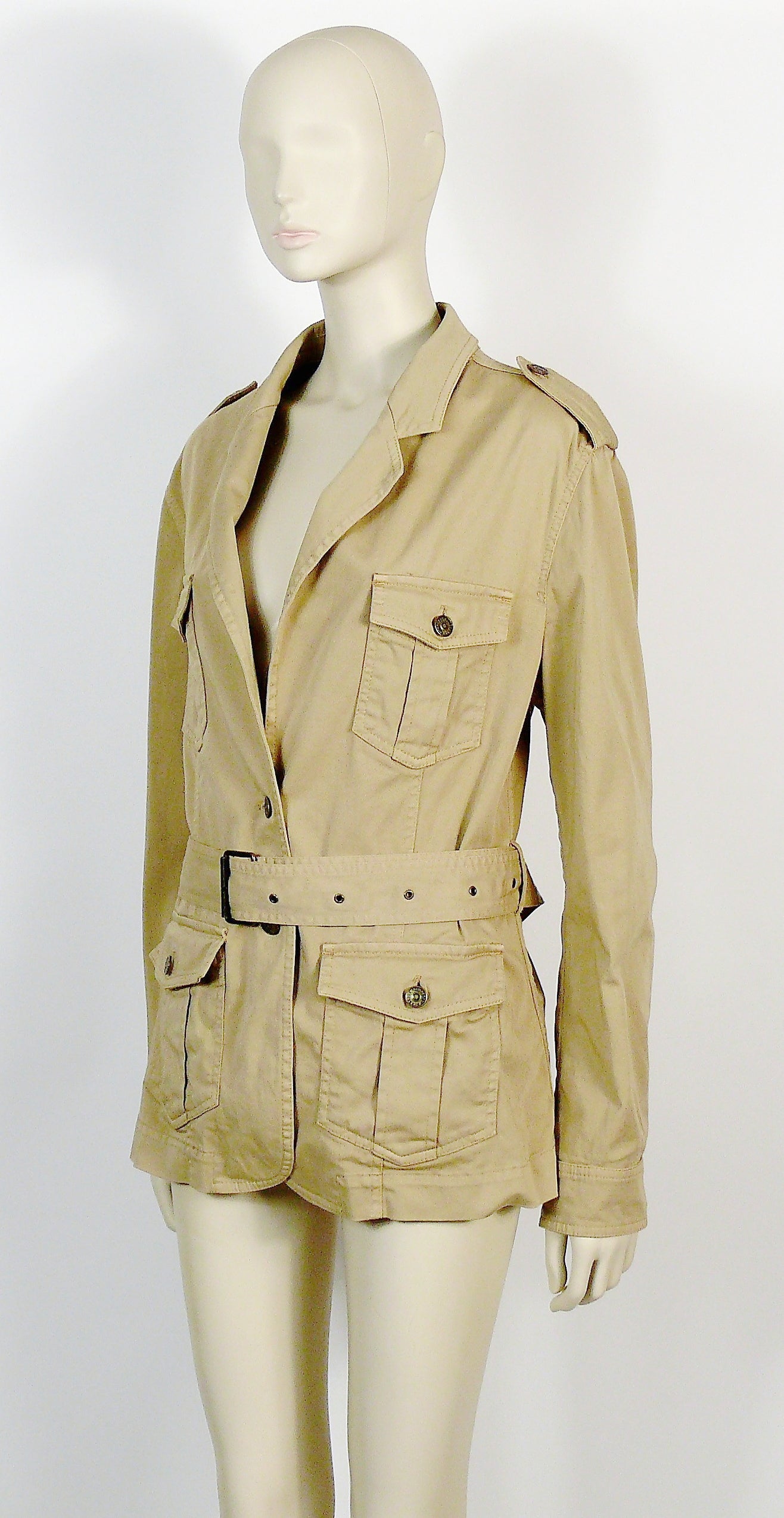 Burberry London Cotton Safari Jacket US Size 14 For Sale at 1stDibs
