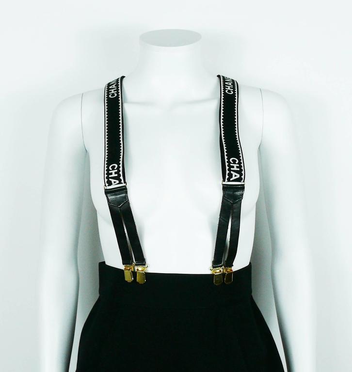 Chanel Vintage Iconic Rare Black and White Suspenders at 1stDibs