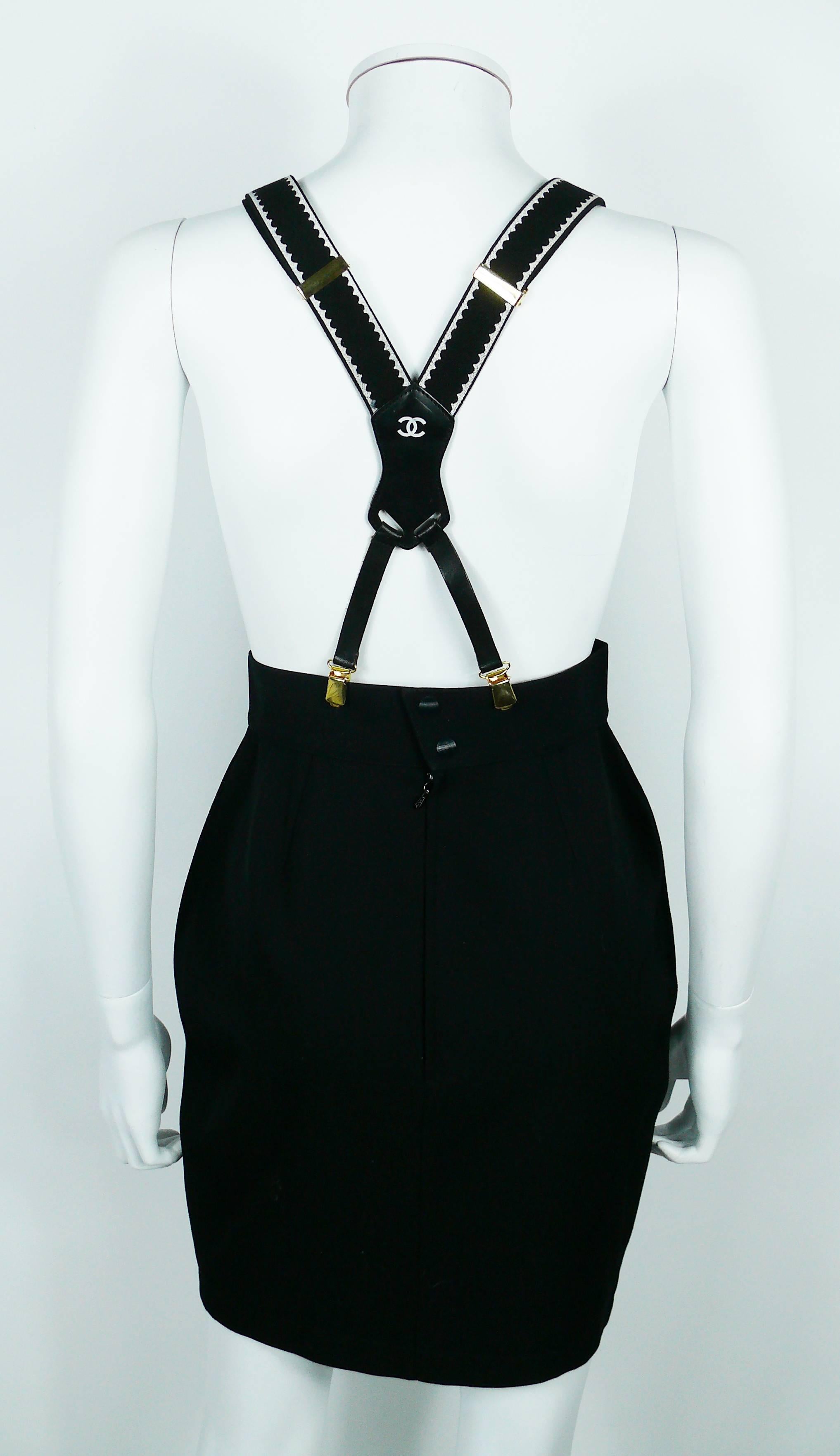 Chanel Vintage Iconic Rare Black and White Suspenders 2