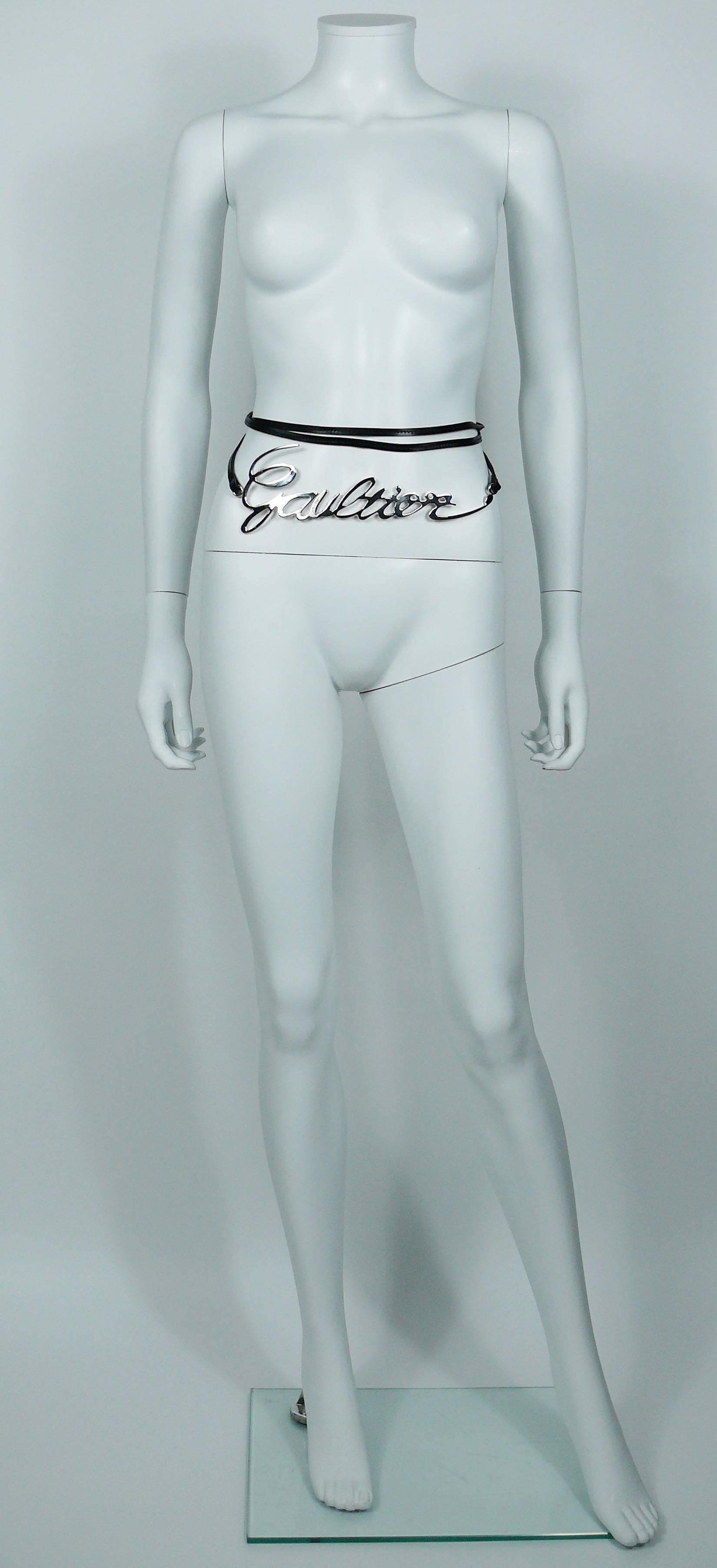 Women's or Men's Jean Paul Gaultier Runway Cursive Logo Metal Chrome Belt RTW 2013