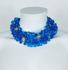 Claire Deve Vintage Opulent Gripoix Aqua Blue Necklace