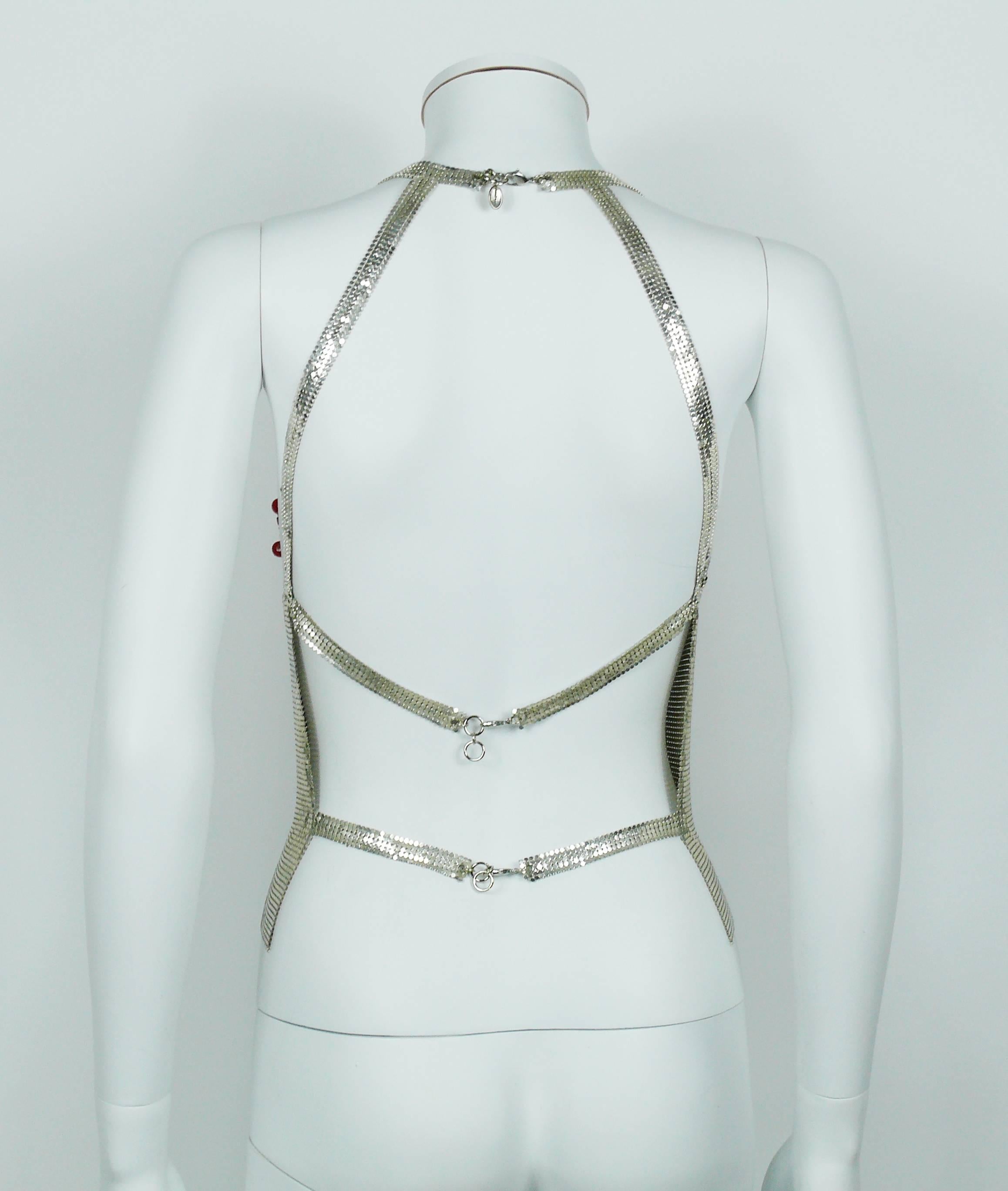Paco Rabanne Chainmail Halter Top with Resin Bead Chevron Breast Detail For Sale 1