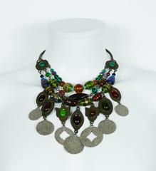 Philippe Ferrandis Multi Strand Glass Bib Necklace