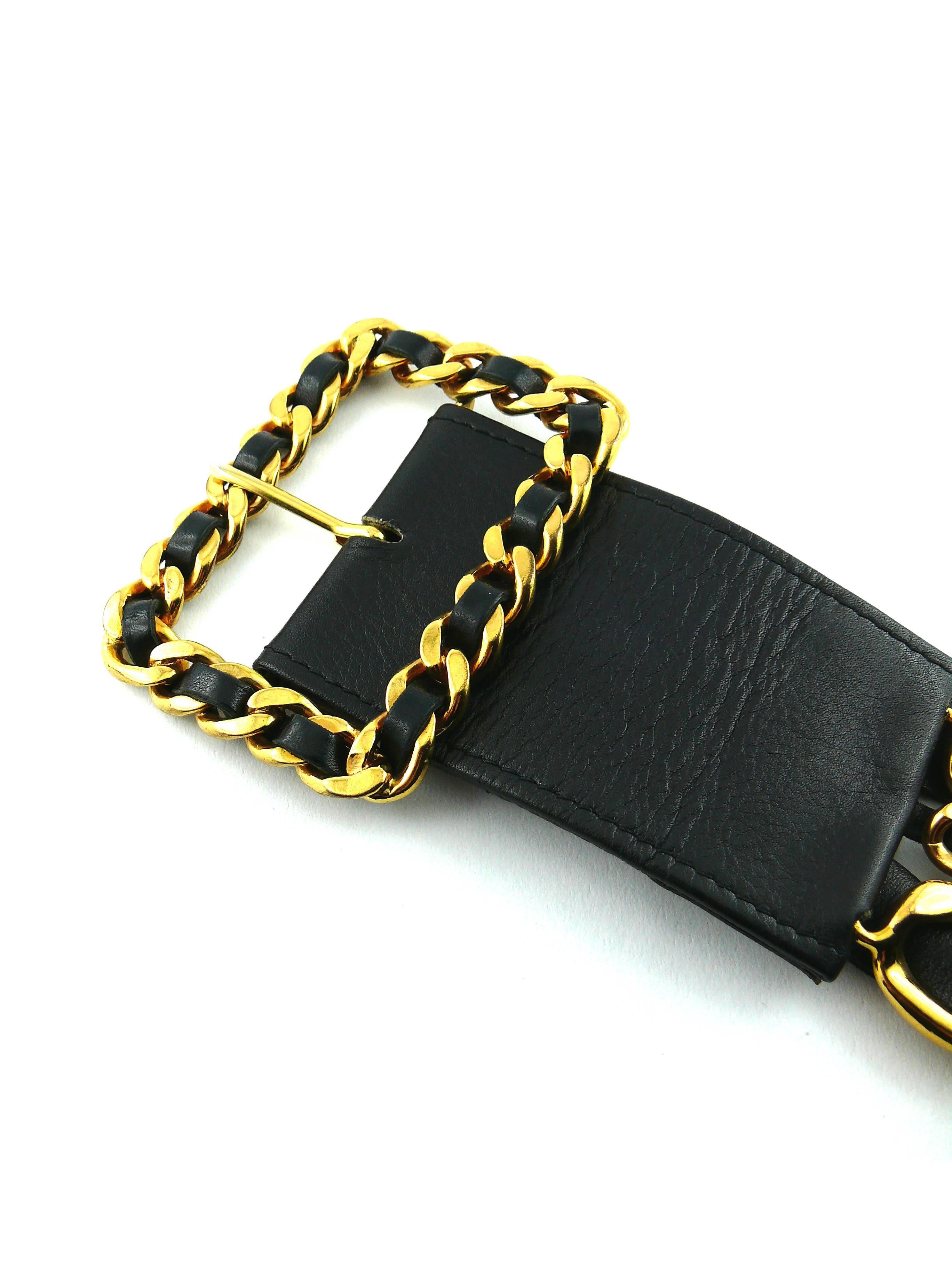 Chanel Vintage Large Iconic Chain and Woven Leather Belt 1