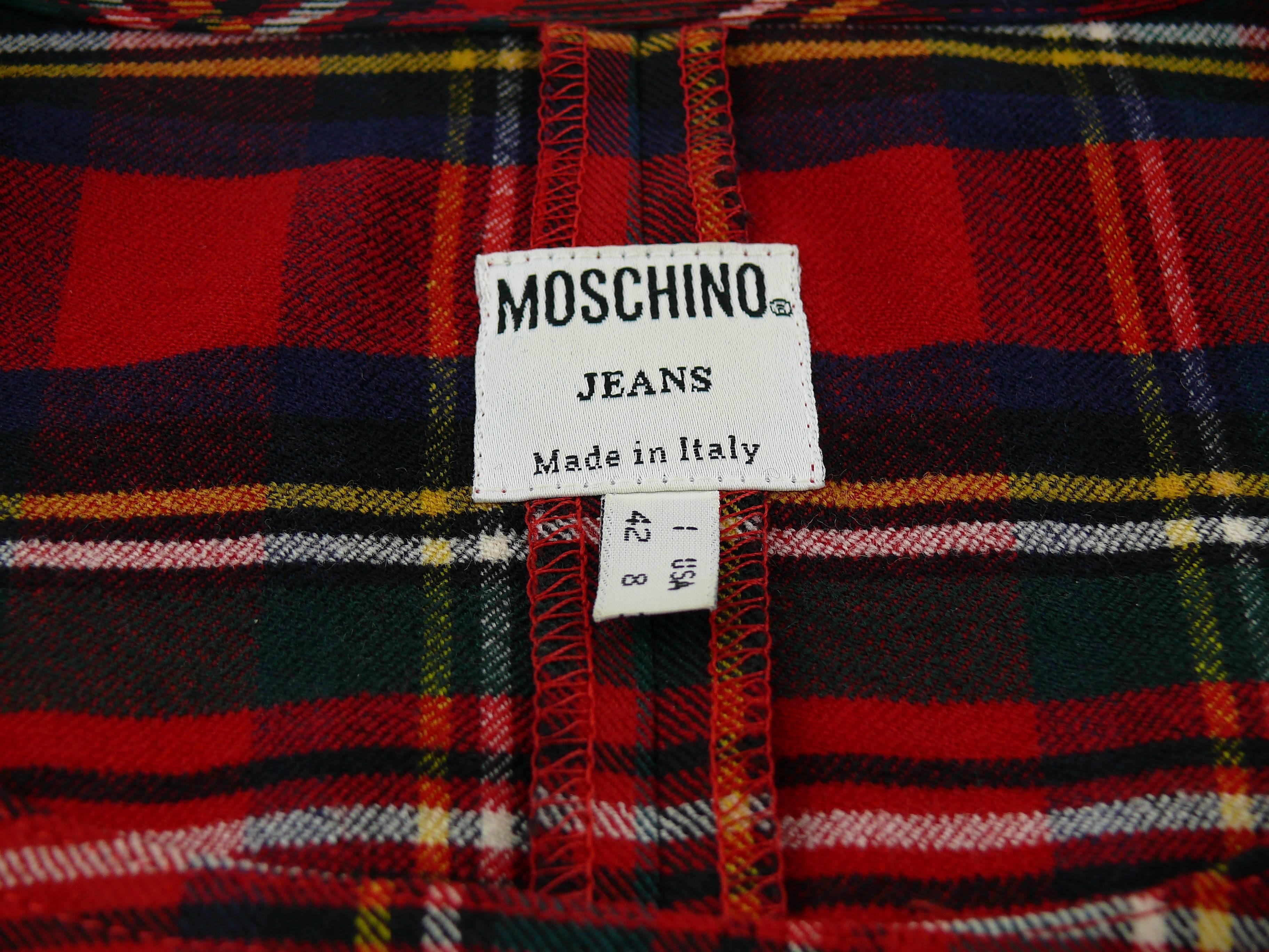 Moschino Vintage Tartan Plaid Mini Day Dress 1
