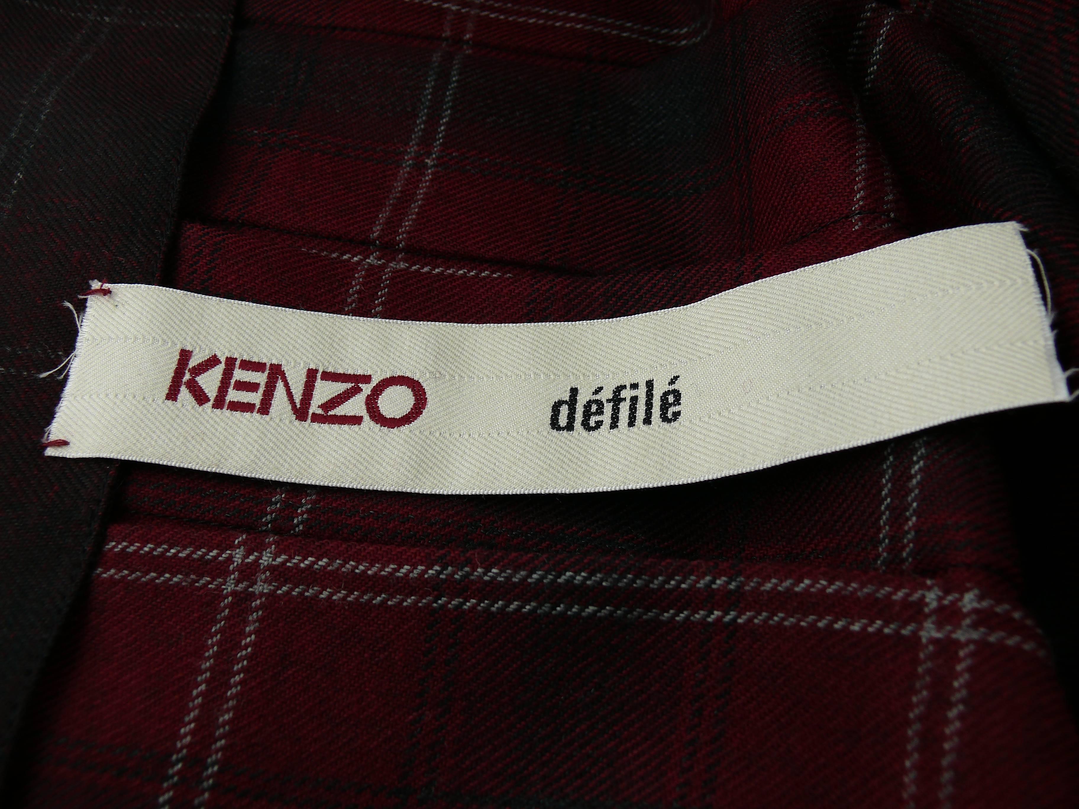 Women's Kenzo Asymetrical Wool Tartan Kilt
