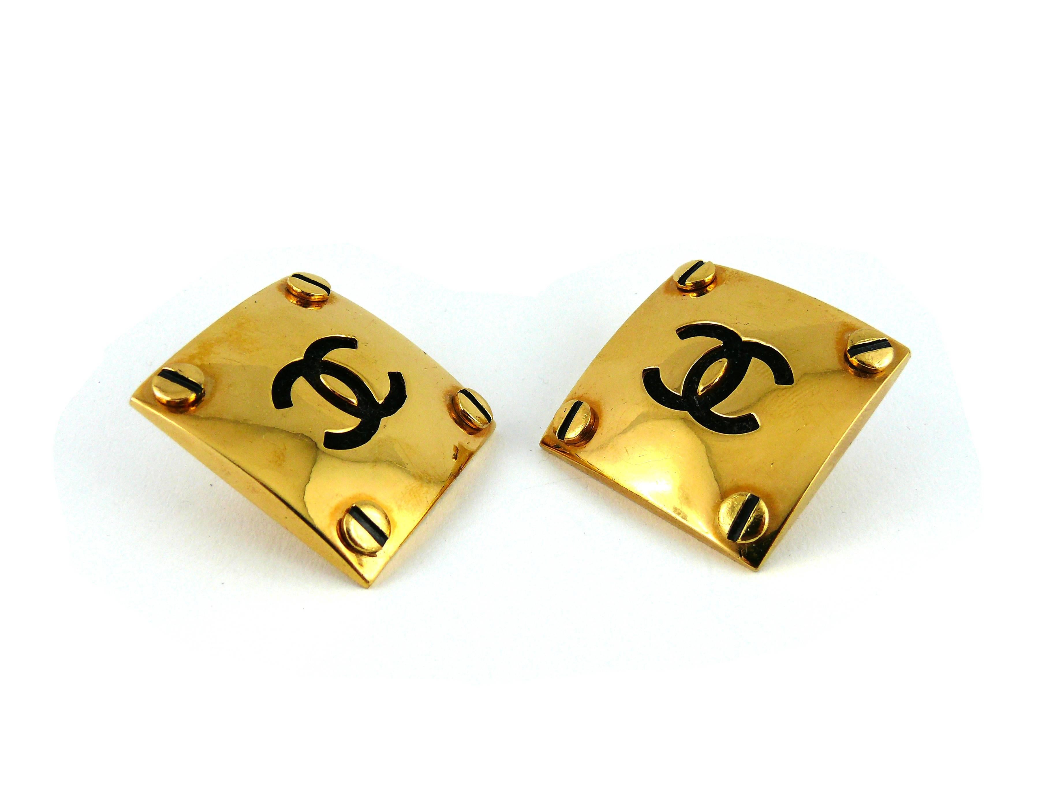 Chanel Vintage 1994 Massive Screw Stud Earrings  1