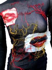 Jean Paul Gaultier Vintage Mesh Top with Eye and Mouth Appliques