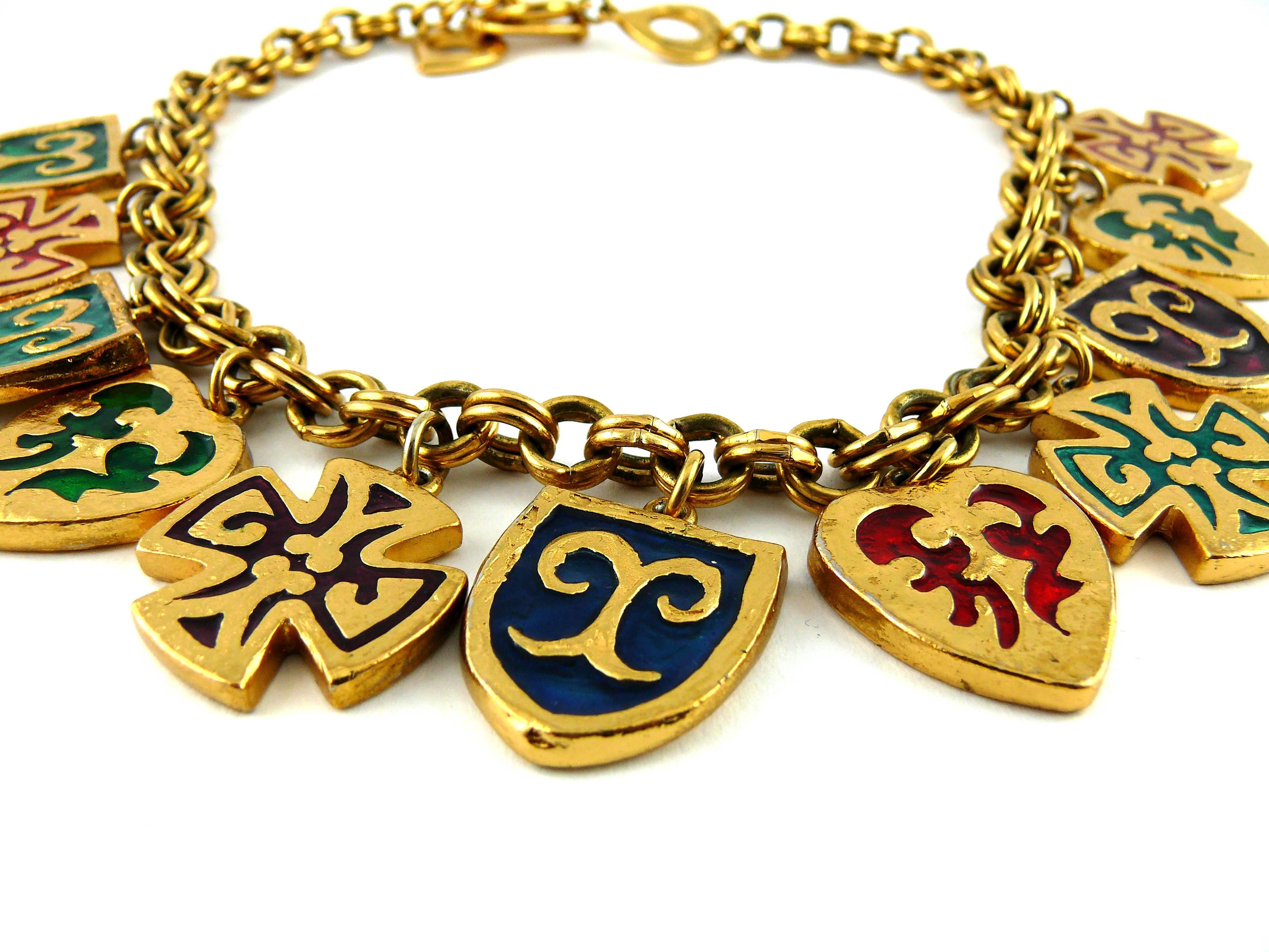 Women's Yves Saint Laurent YSL Vintage Rare Enamel Charm Necklace
