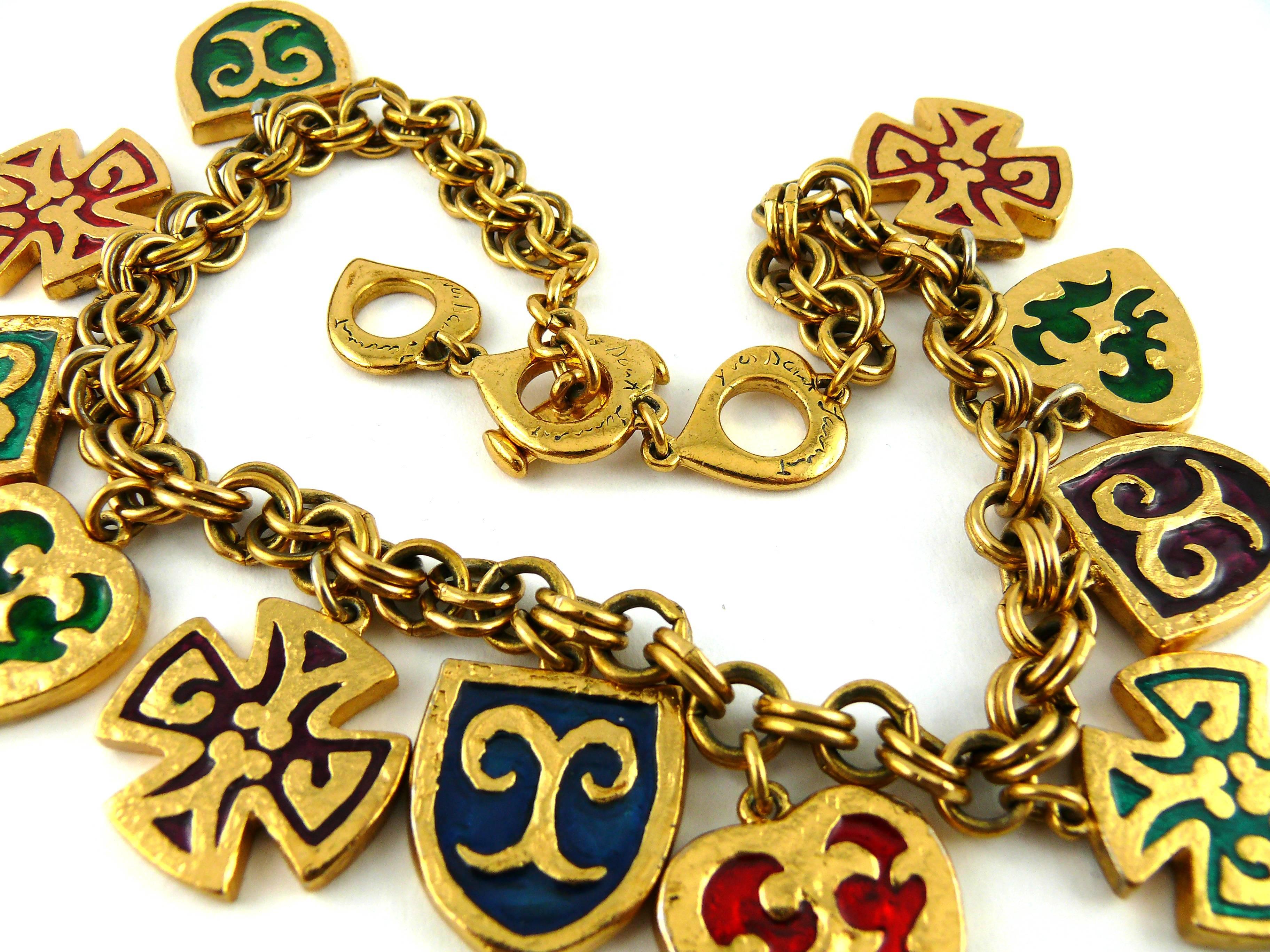 Yves Saint Laurent YSL Vintage Rare Enamel Charm Necklace 2