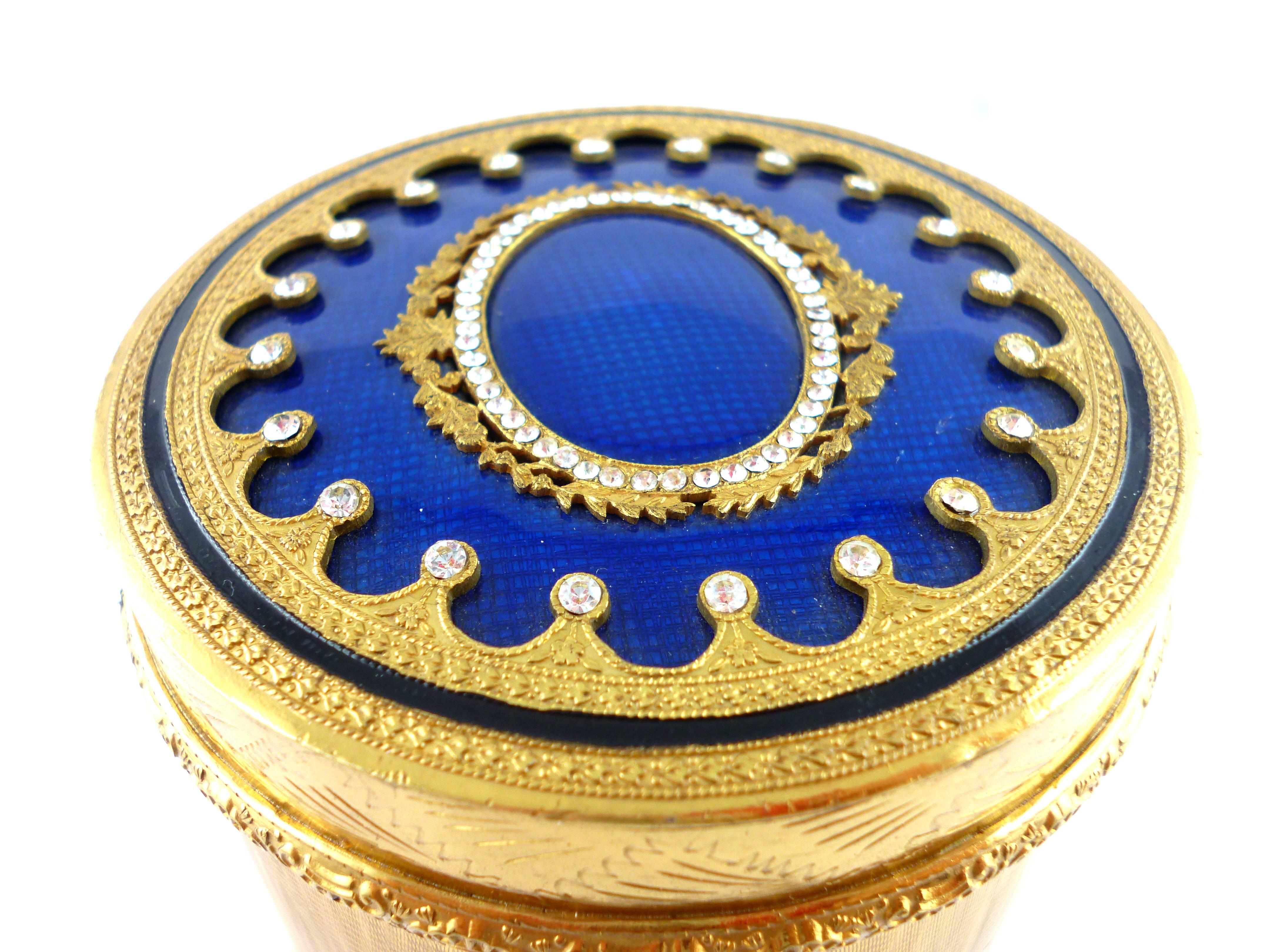 Christian Dior Jewelled Bronze and Blue Enamel Neo-Classical Style Box In Excellent Condition In Nice, FR