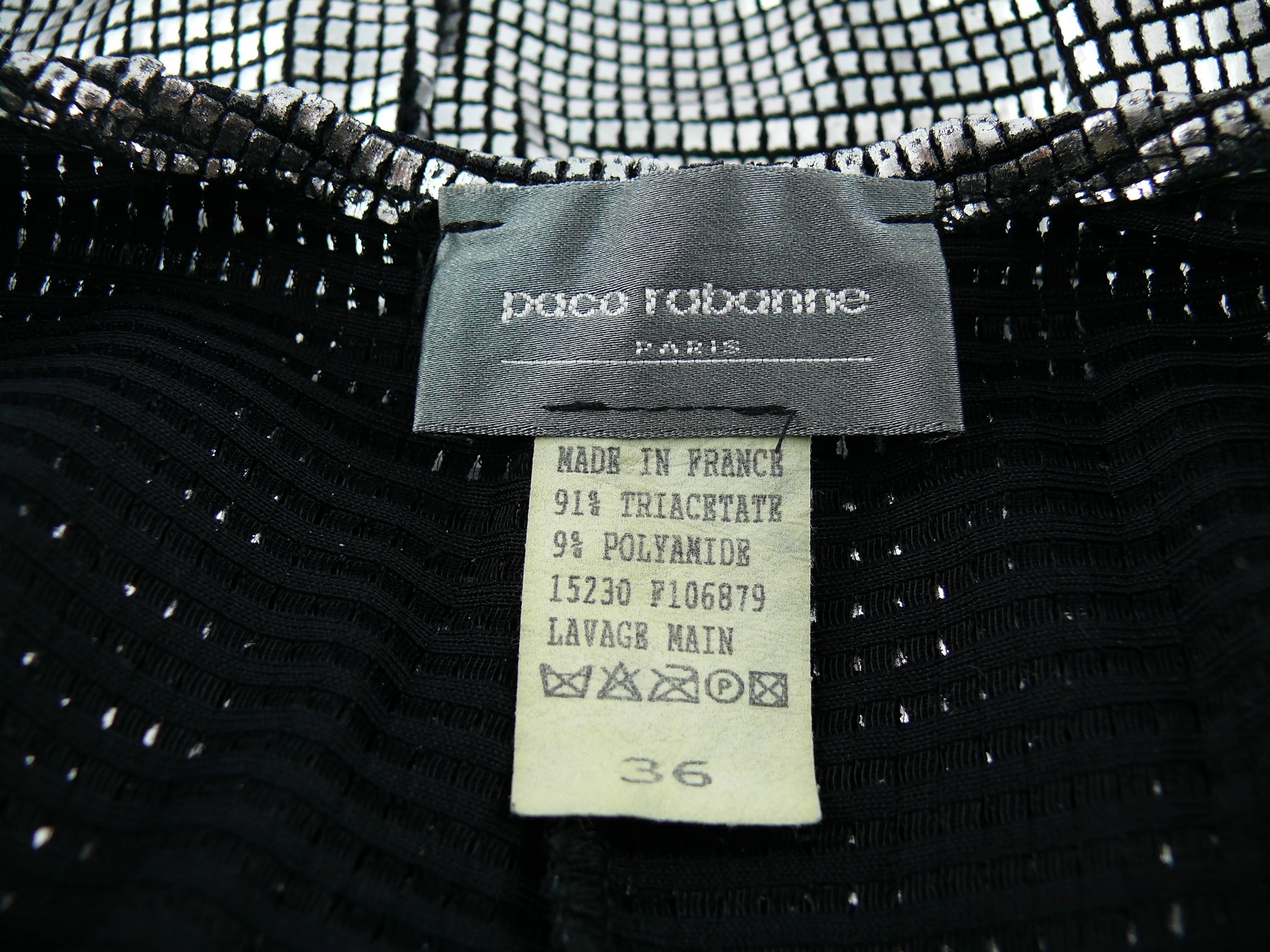 Paco Rabanne Sexy Silver Foil Grid Little Dress In Excellent Condition In Nice, FR