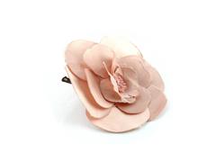 Chanel Vintage Pale Rose Large Classic Silk Camellia Brooch