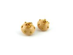 Chanel Vintage Salmon Pink Ball Style CC Logo Clip-On Earrings Cruise 1996
