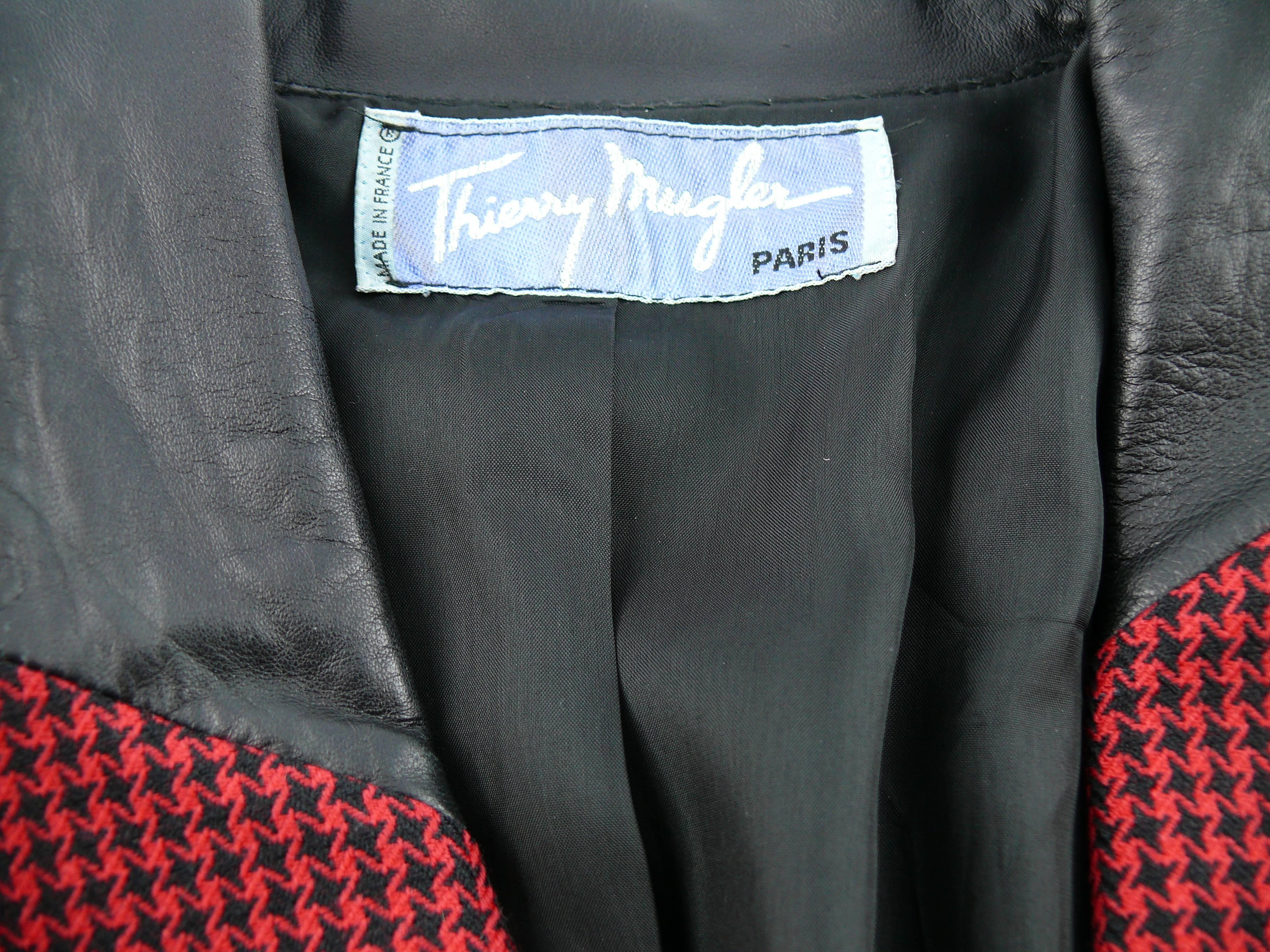 Thierry Mugler Vintage Anzug aus Wolle mit Rock und Hahnentrittmuster 4