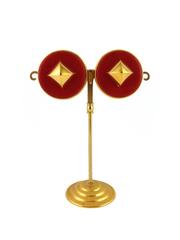Hermes Vintage Medor Strawberry Leather Stud Earrings