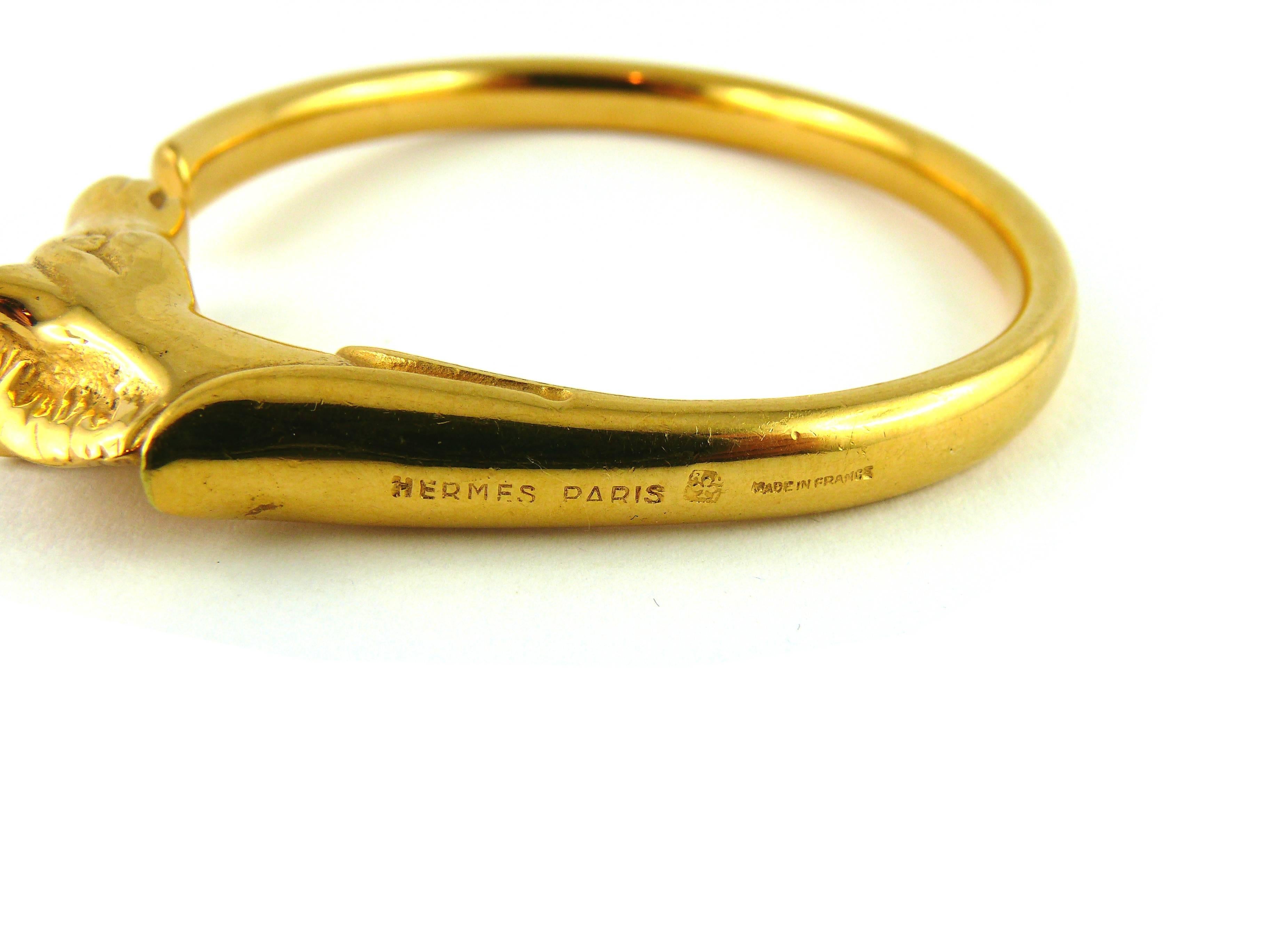 Hermes Paris Vintage Gold Plated Horse Head Bracelet Bangle 2