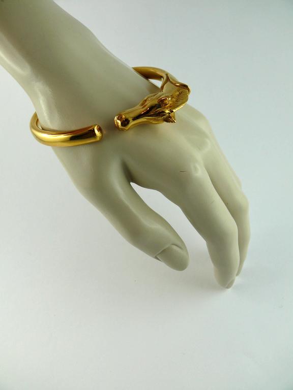 Hermes Paris Vintage Gold Plated Horse Head Bracelet Bangle at 1stDibs