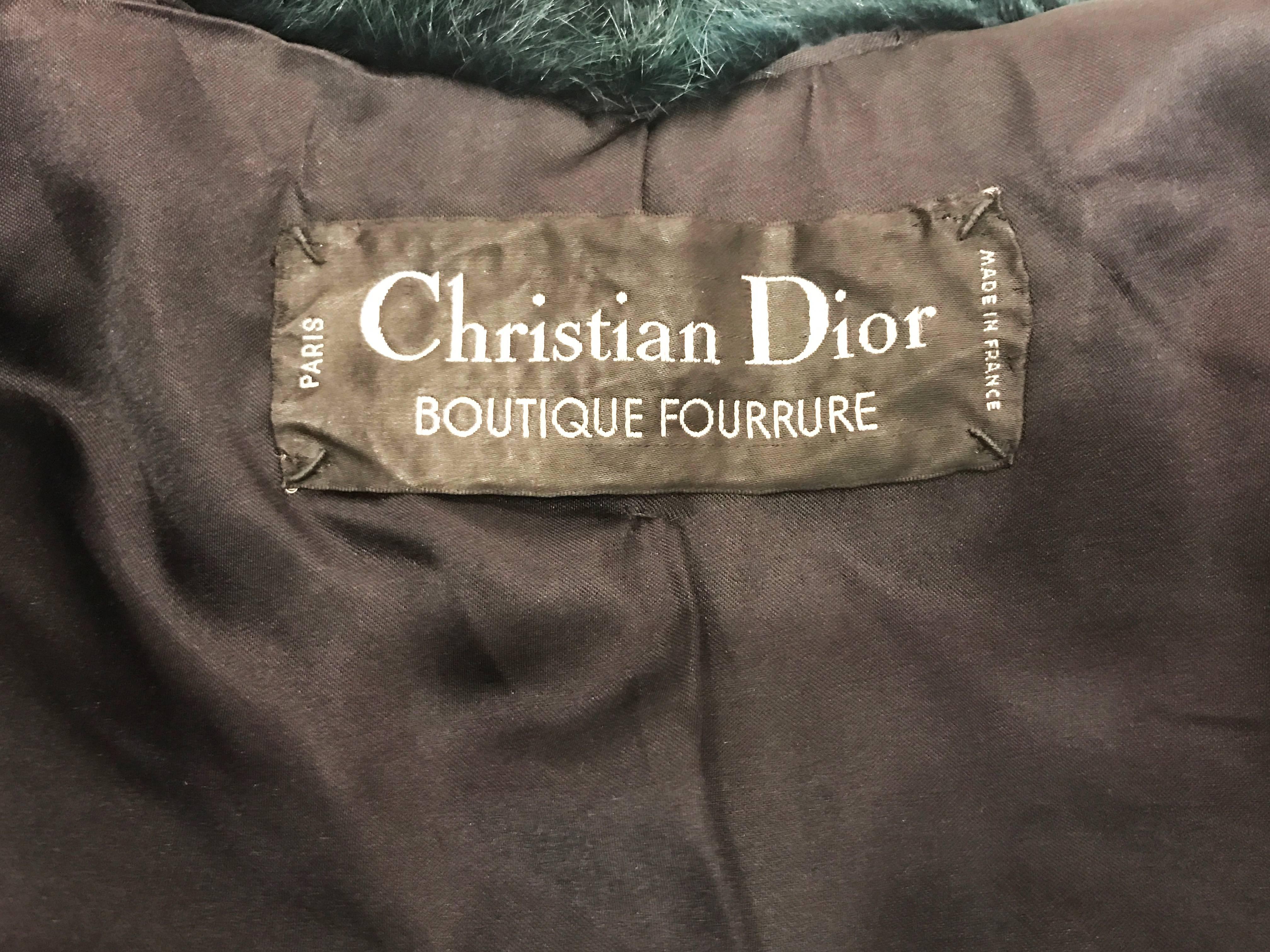 Women's Christian Dior Rare Vintage Forest Green Mink/Leather basketweave coat.