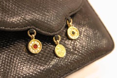 Judith Leiber Black Lizard Lizard Skin Gold Chain Mini Bag