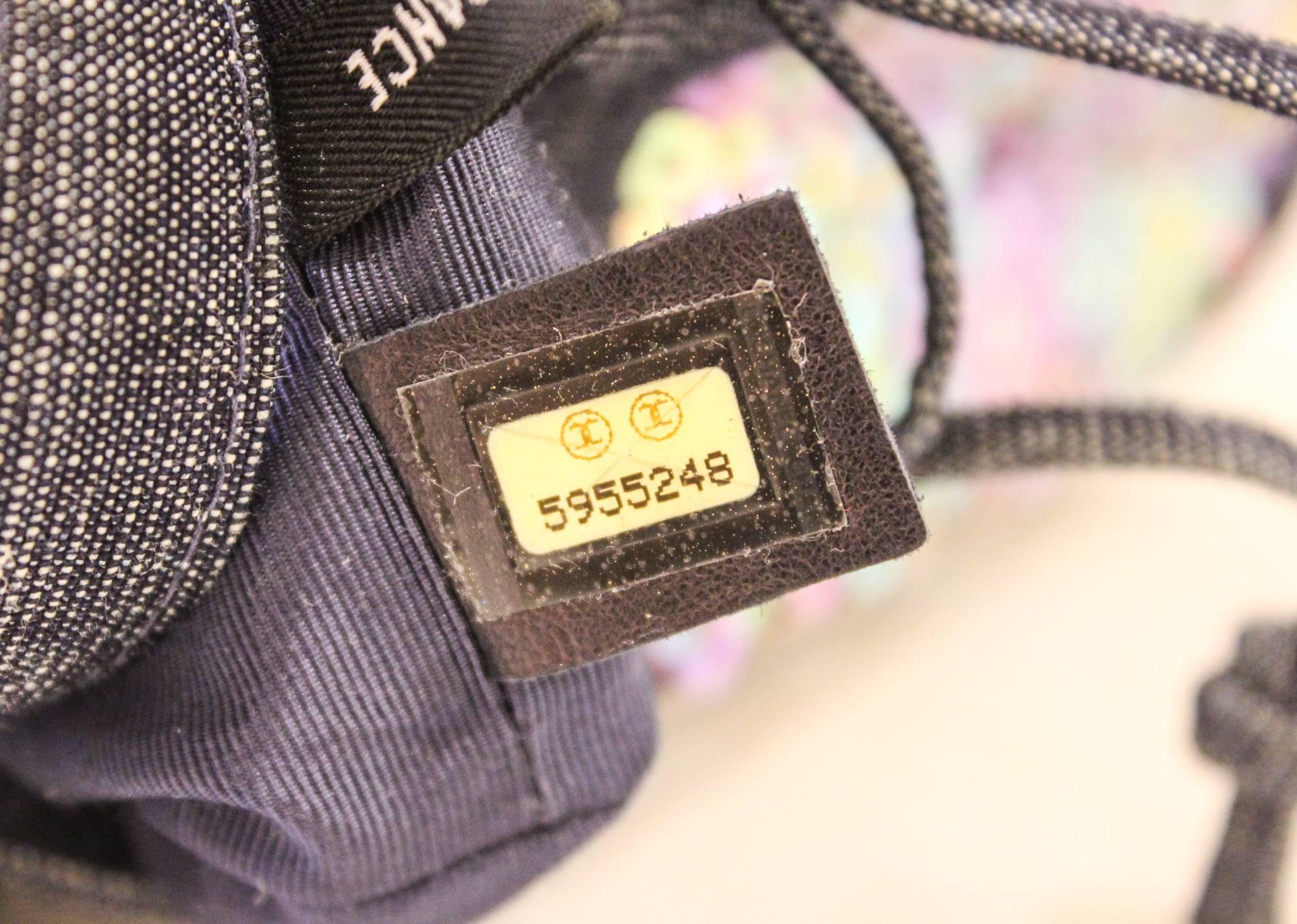 Women's or Men's Chanel Vintage Denim Sequin Mini Bucket Bag For Sale